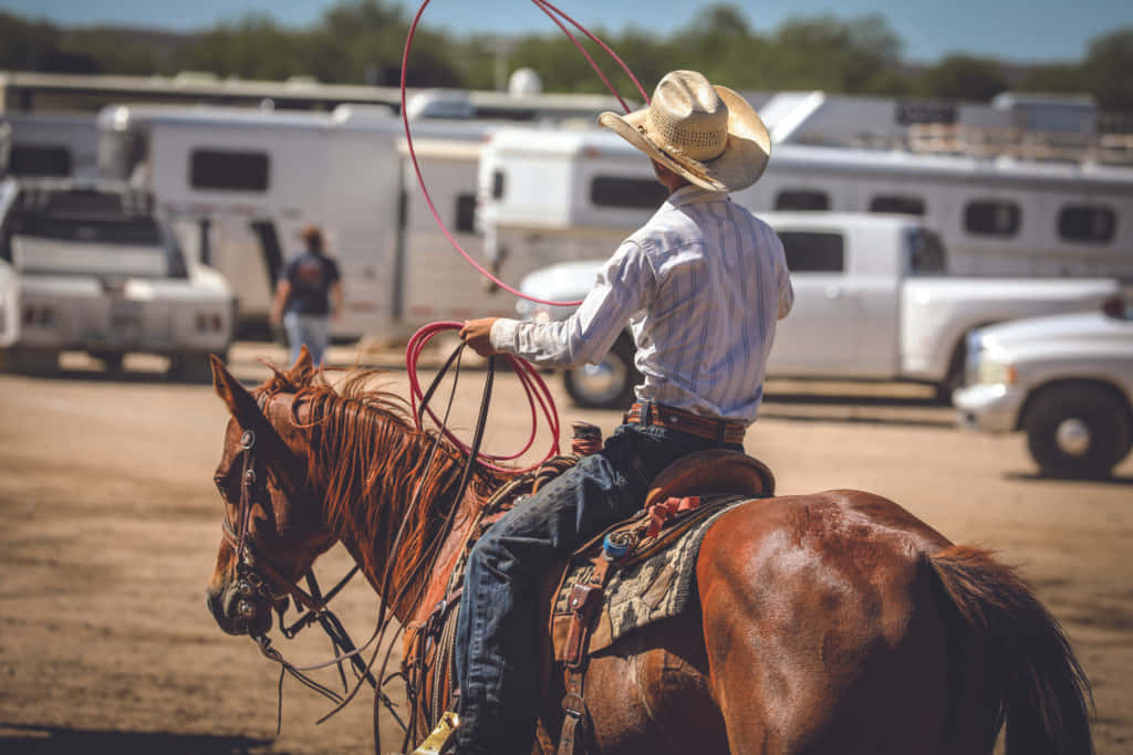 Team Roping With A Lasso Background