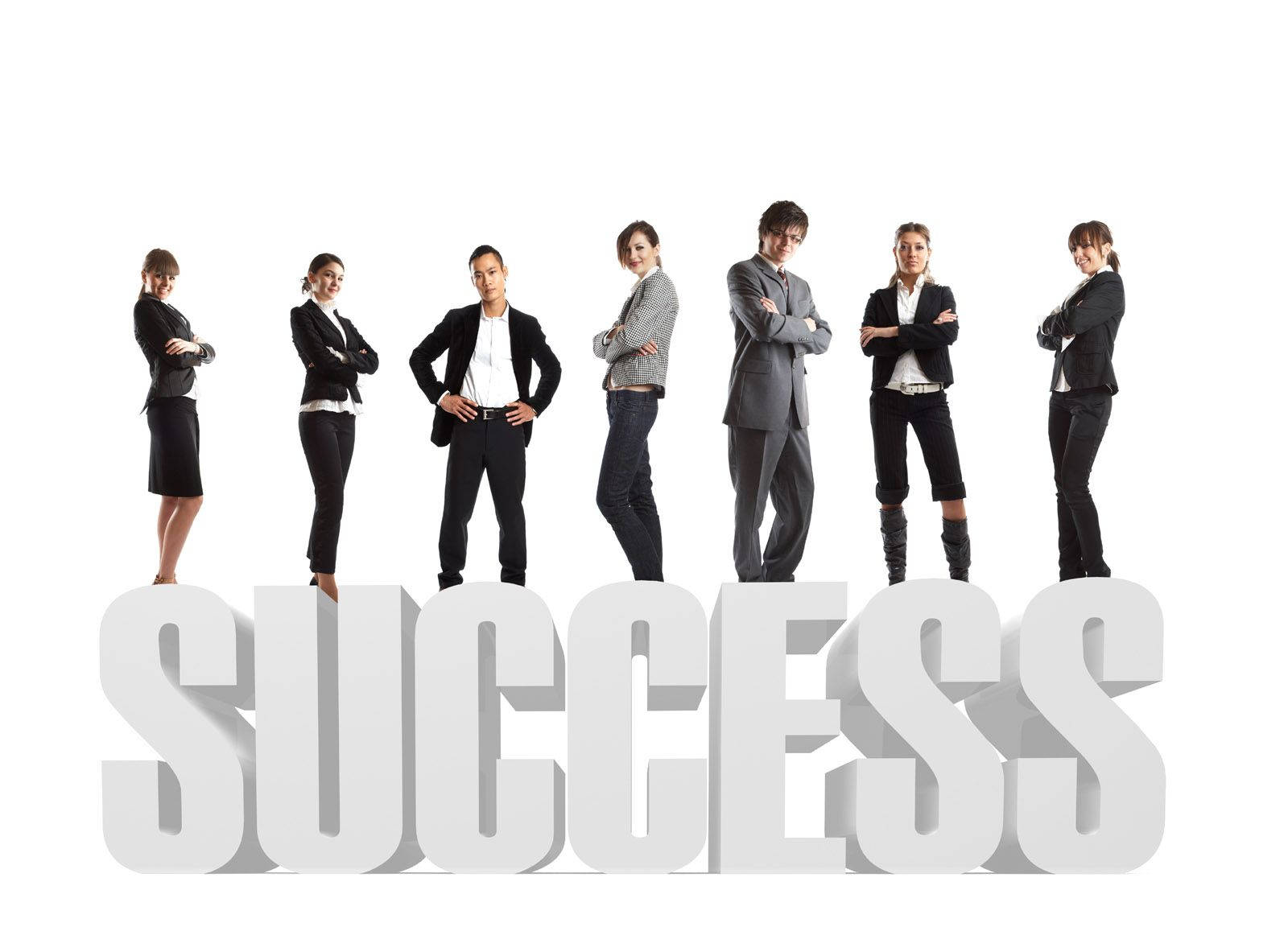 Team Standing On Success Background