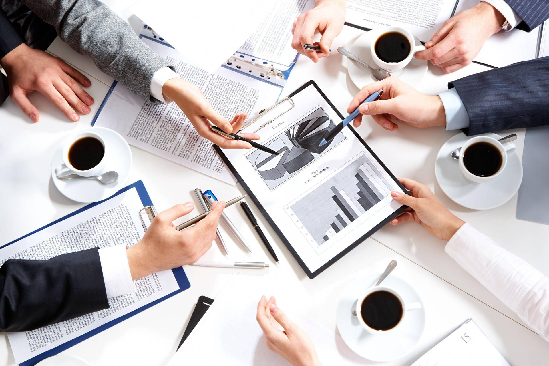 Team Table With Coffee Background