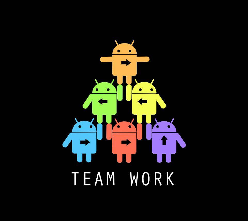 Teamwork Android Robots Pyramid Rainbow Aesthetic