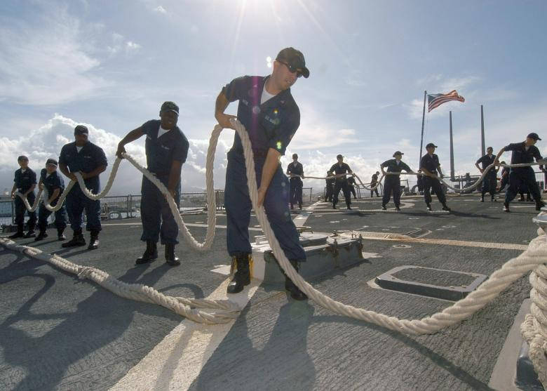 Teamwork Sailors Pulling Rope Background