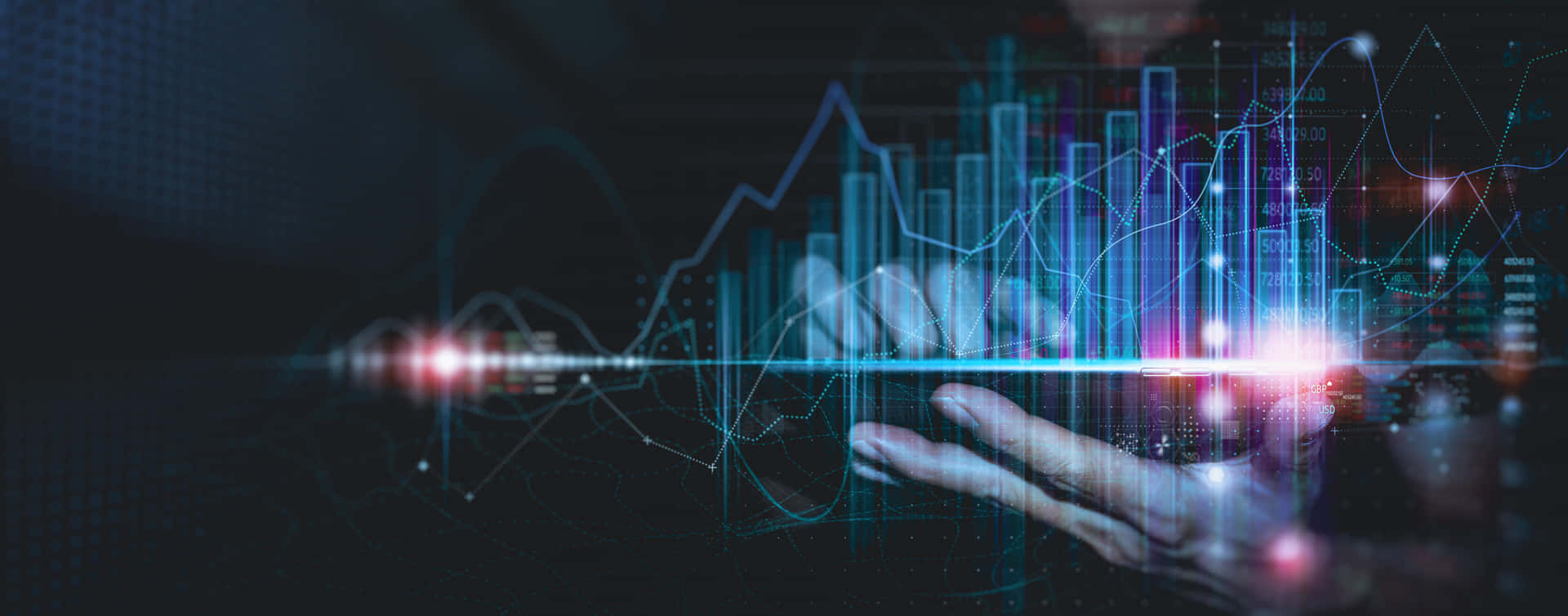 Tech Graph With Multifaceted Lines Background