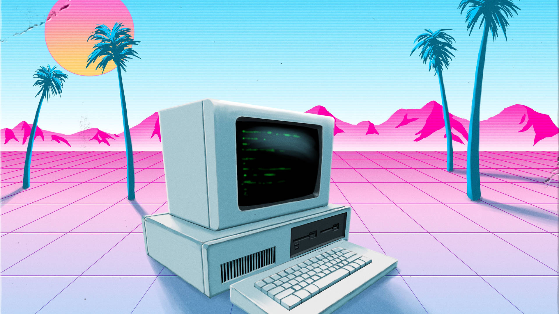 Technicolor Dream: A Vaporwave Keyboard Love Background