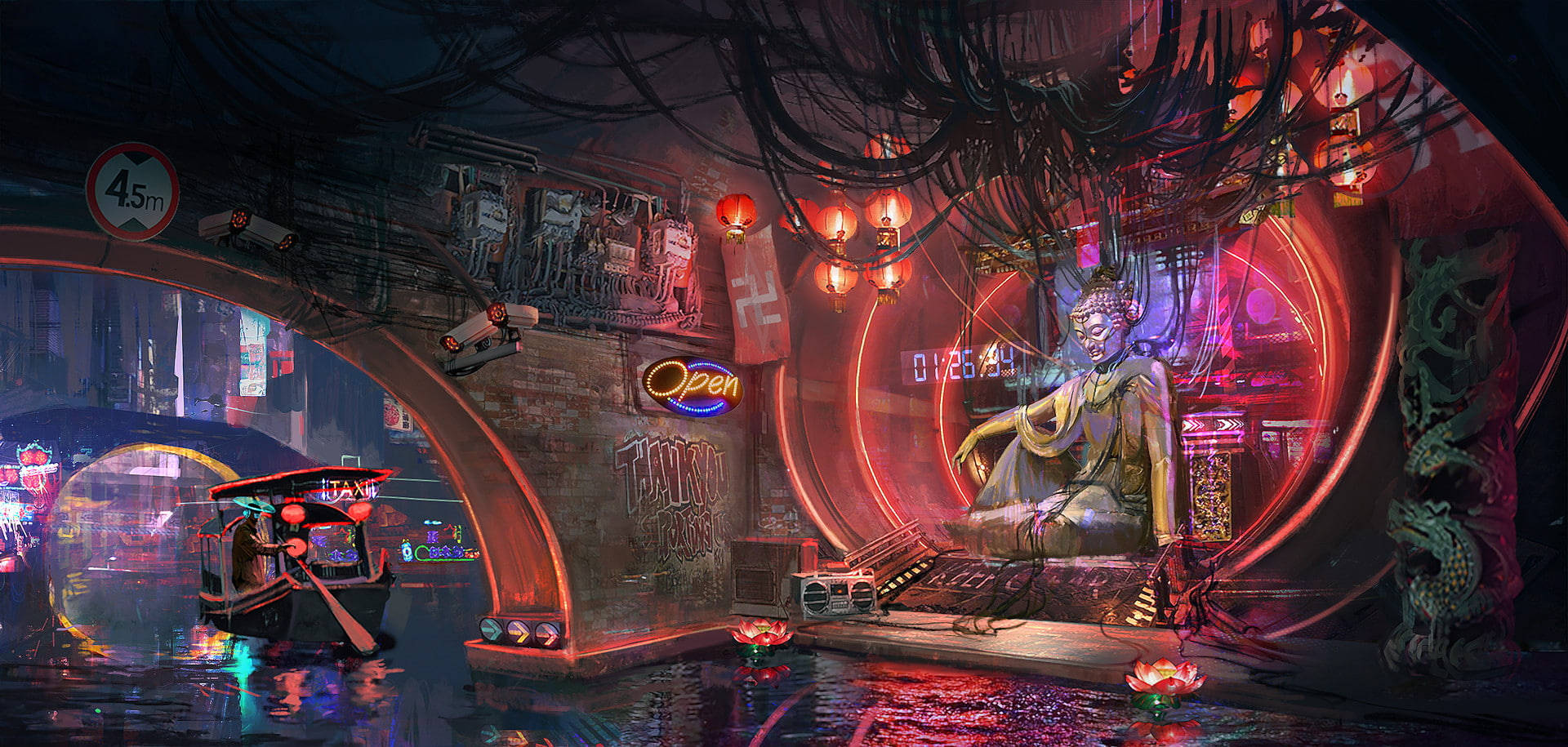 Techno Buddha Cyberpunk 2077 Background