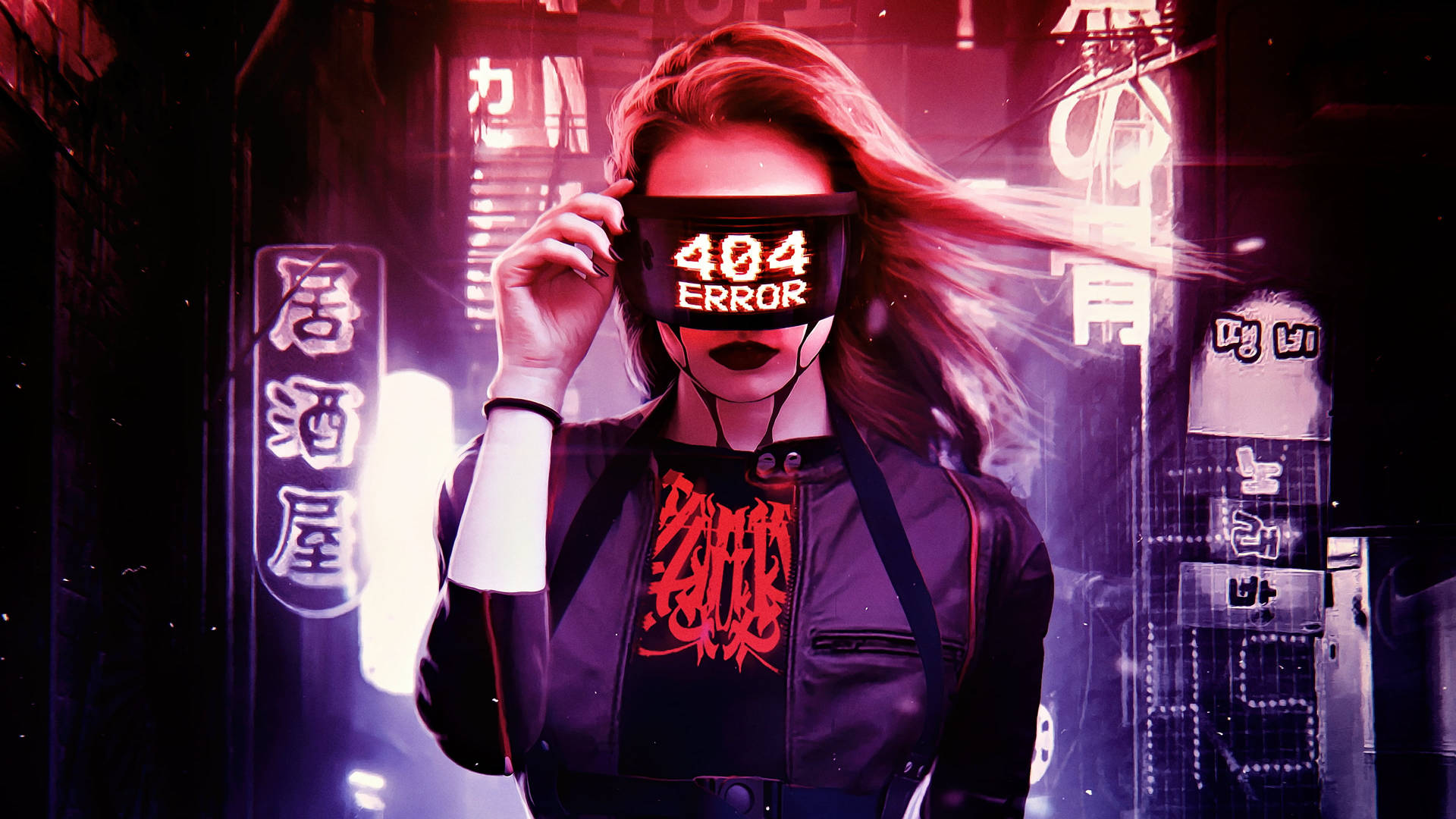 Techno Lady 404 Error Background