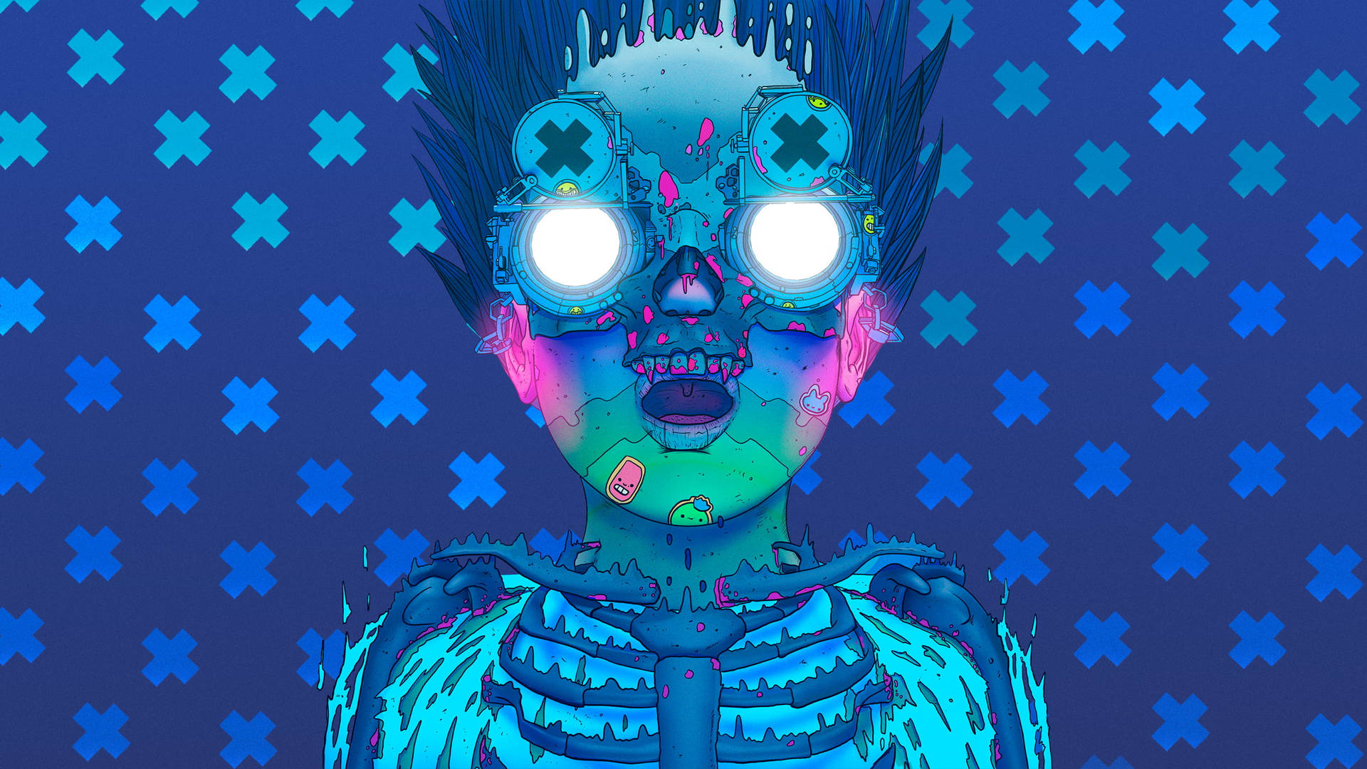 Techno Skeleton Exposure Background