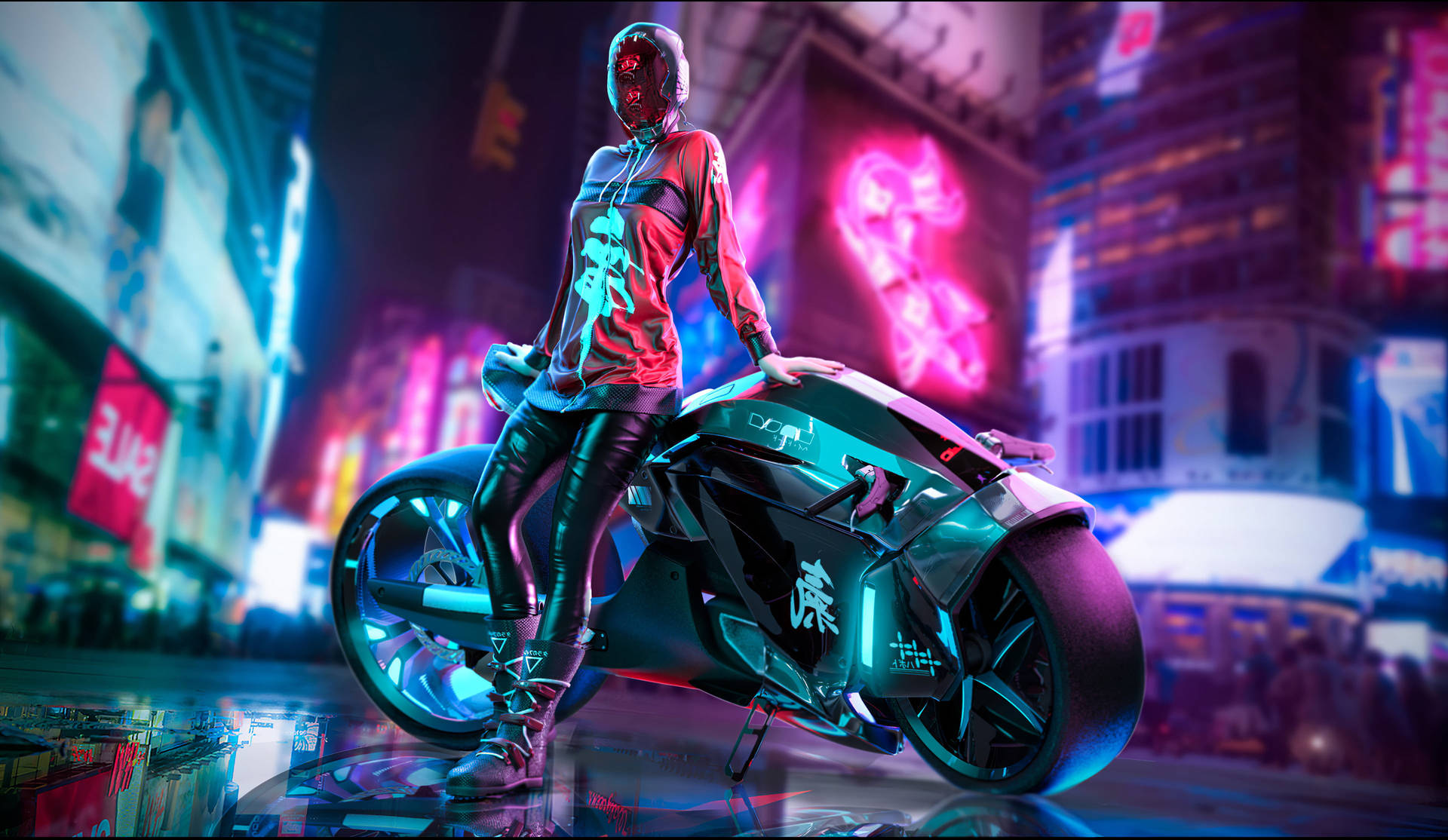 Techno Woman Cyberunk 2077 Background