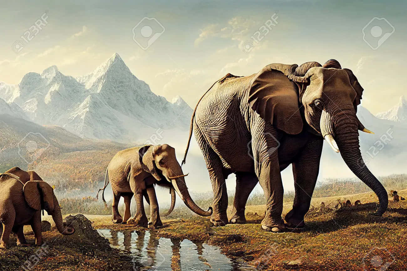 Technology And Nature Collide In Elephant Laptop Background