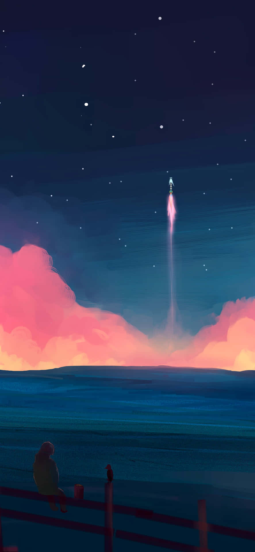 Technology Meets Art With This Chill Anime Phone! Background