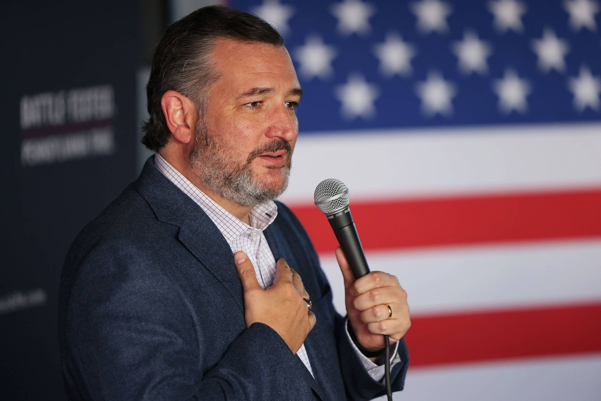 Ted Cruz With The Us Flag Background Background