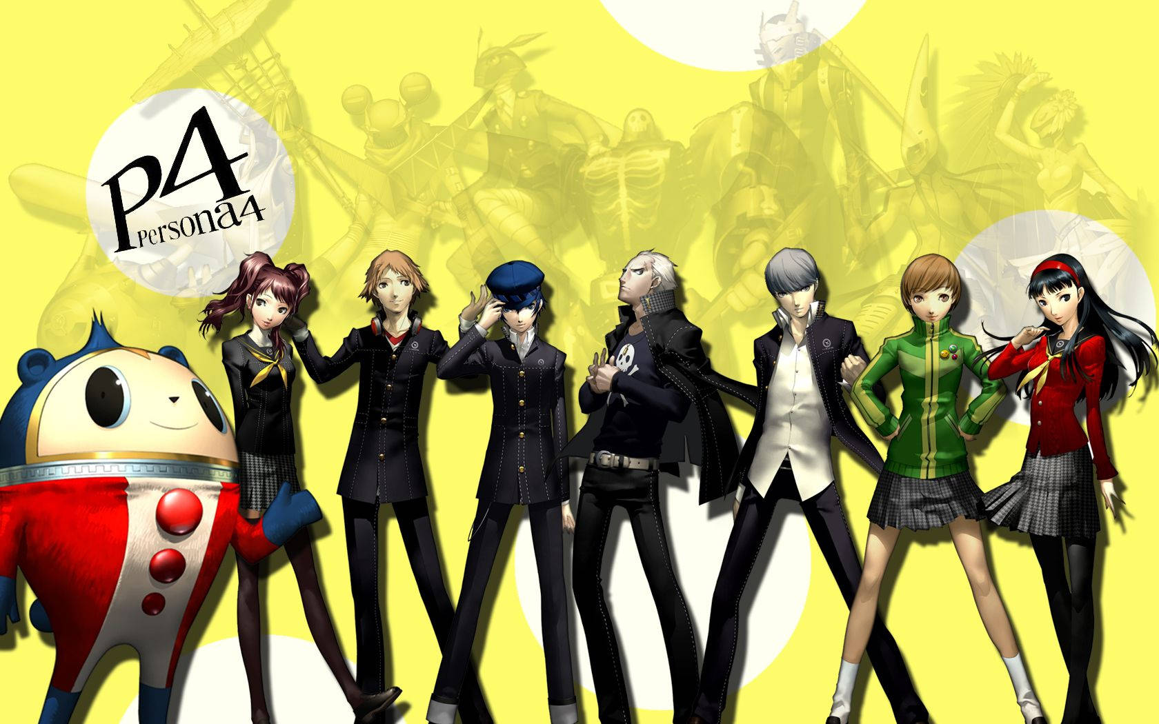 Teddie With Persona 4 Heroes Background