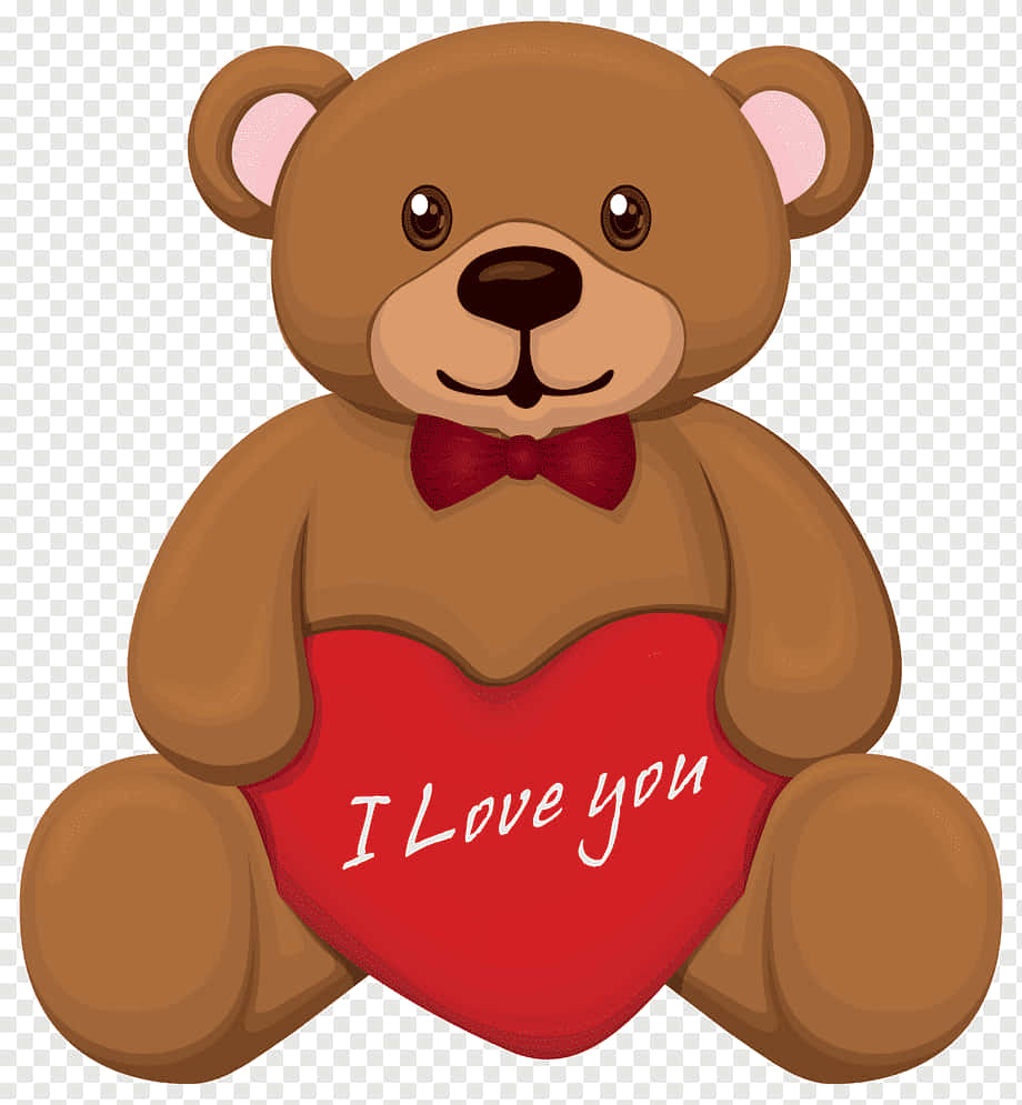 Teddy Bear Holding Cute Valentines Day Heart Background