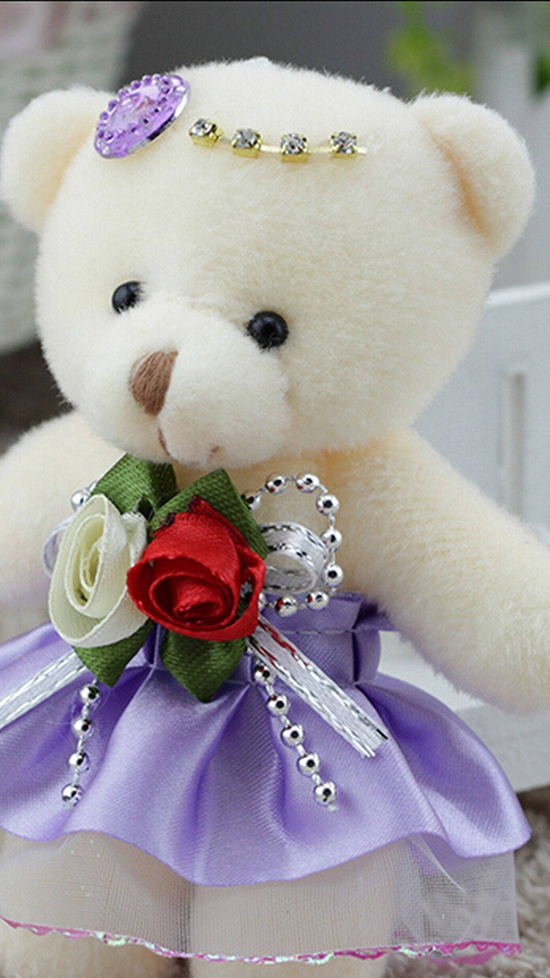 Teddy Bear In A Stylish Dress Background