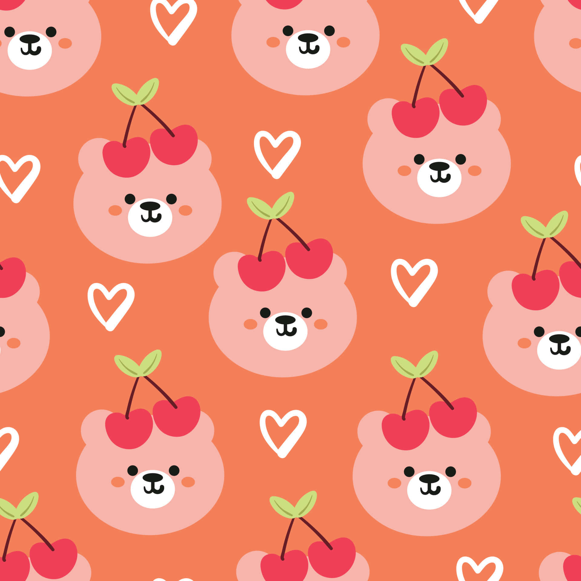 Teddy Bear With Cute Cherry Headpiece Background
