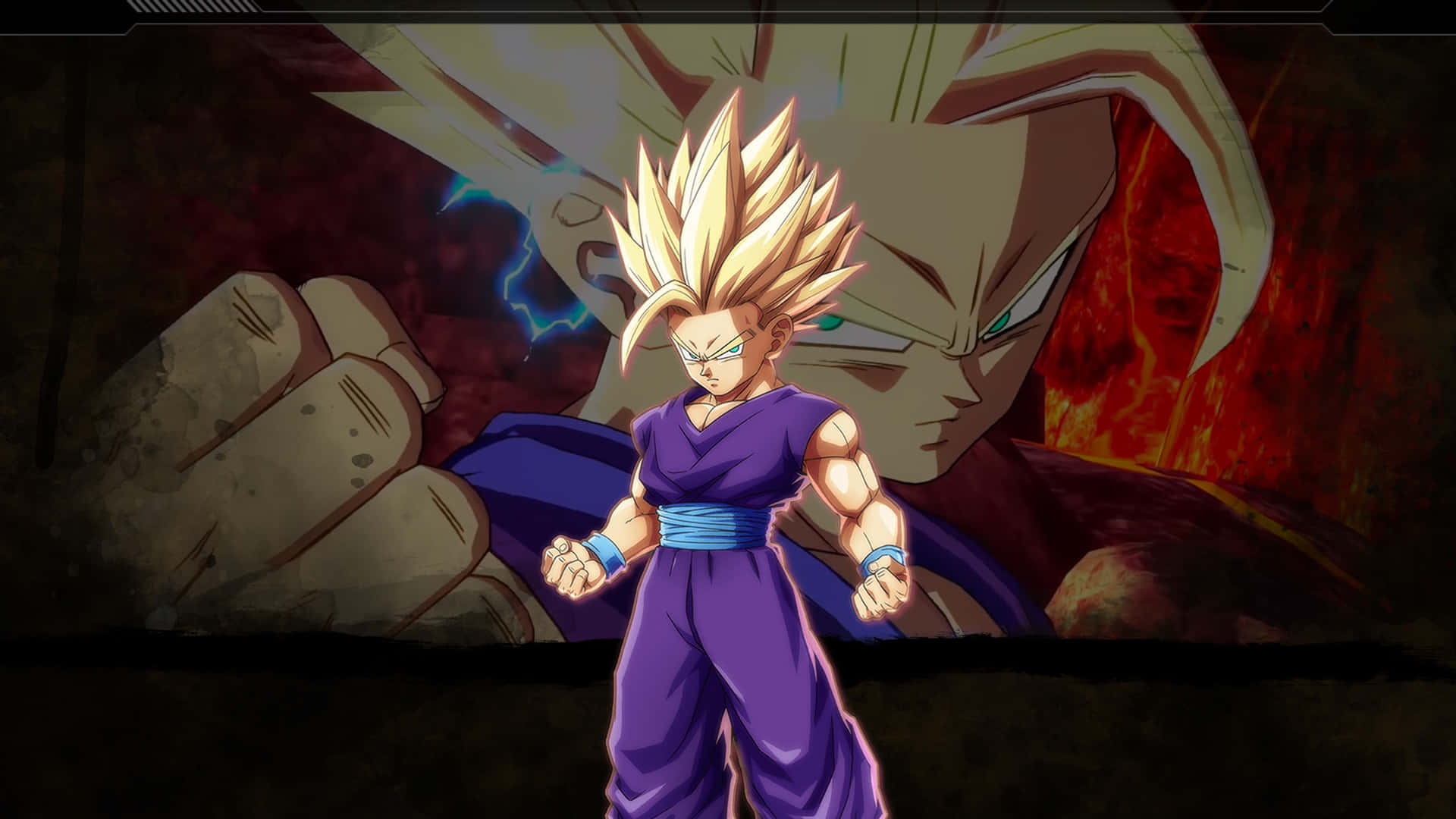 Teen Gohan Kicking Out An Attack Background