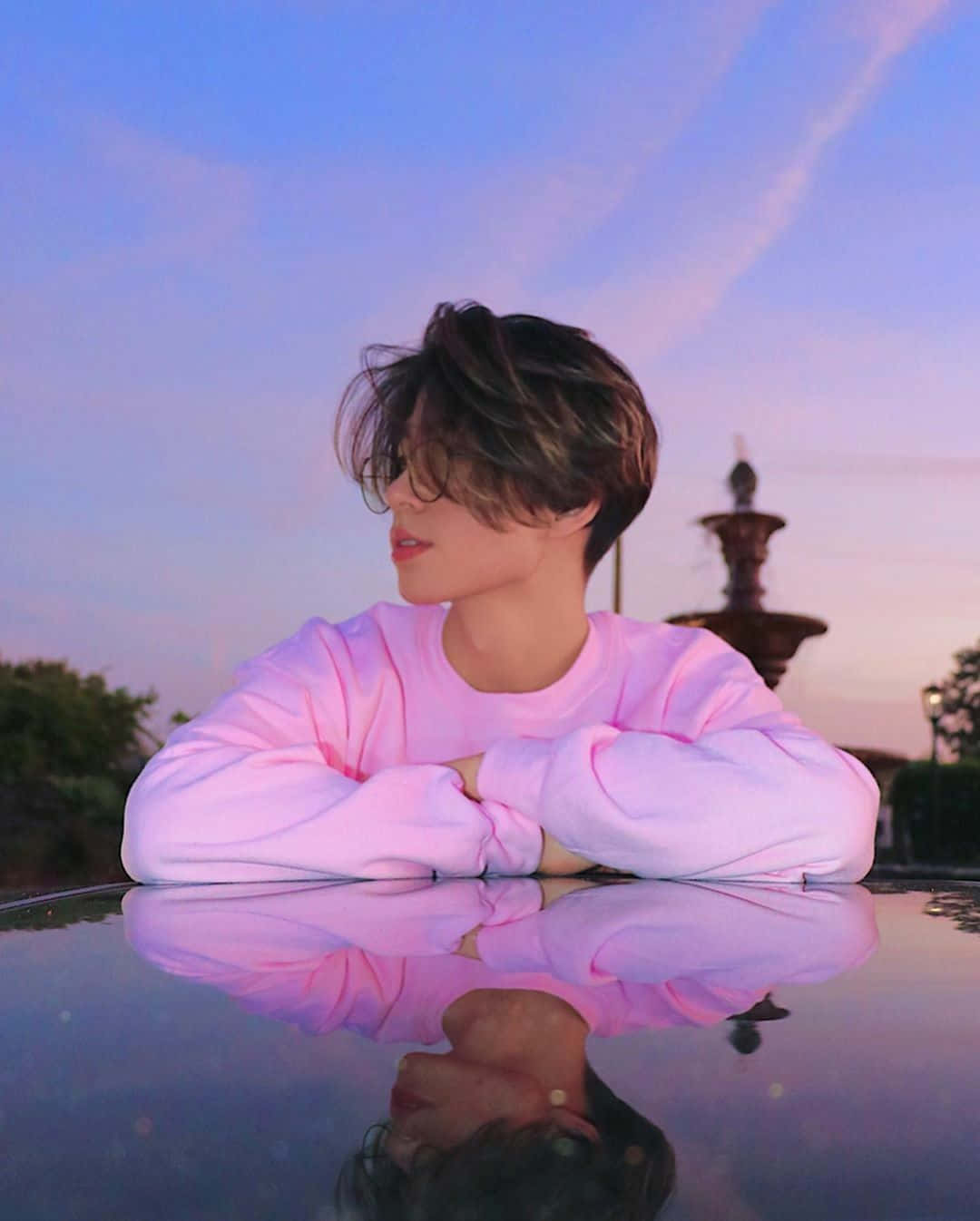 Teenage Boy Aesthetic Pink Sweatshirt Background