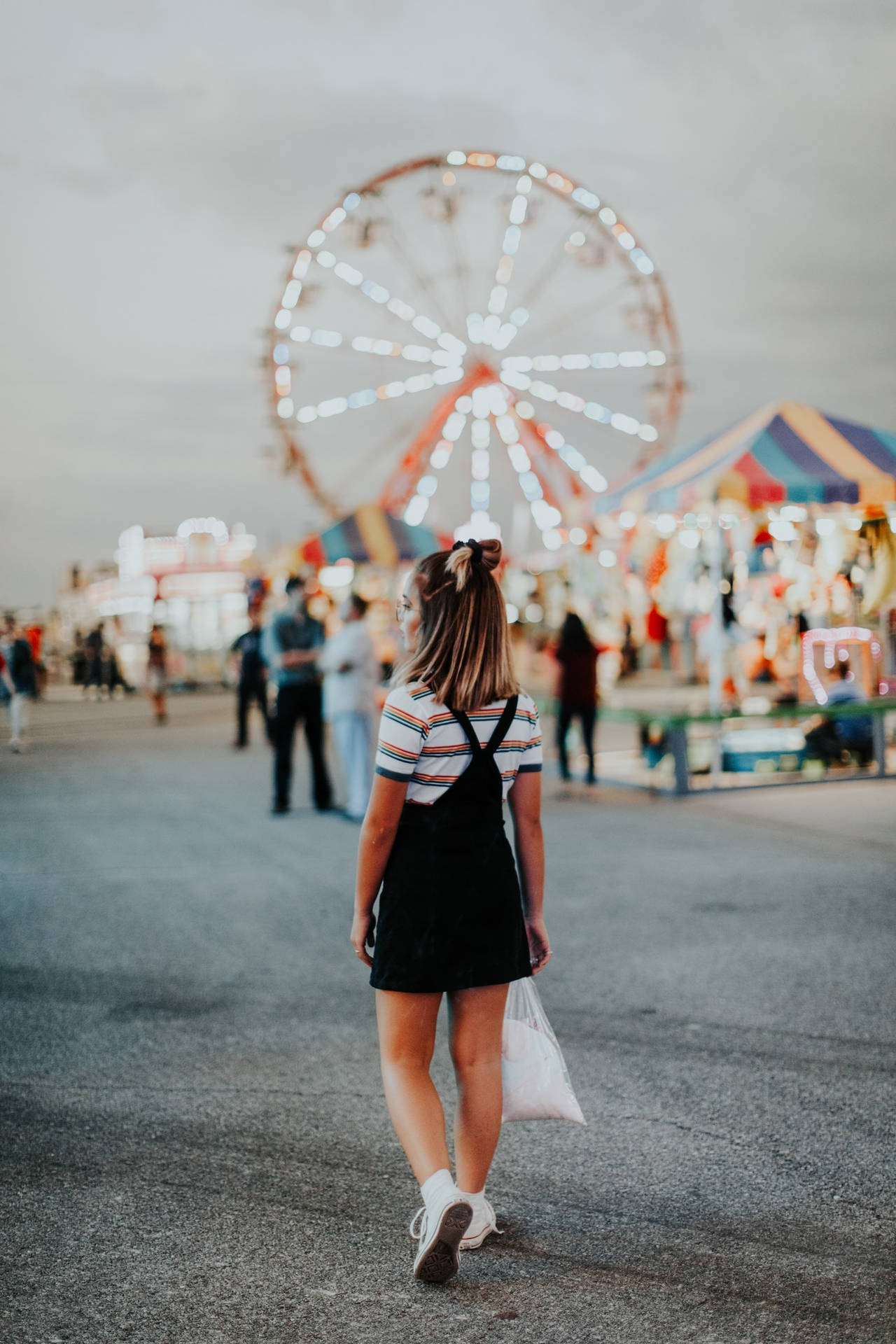 Teenage Girl At A Carnival Festival Background