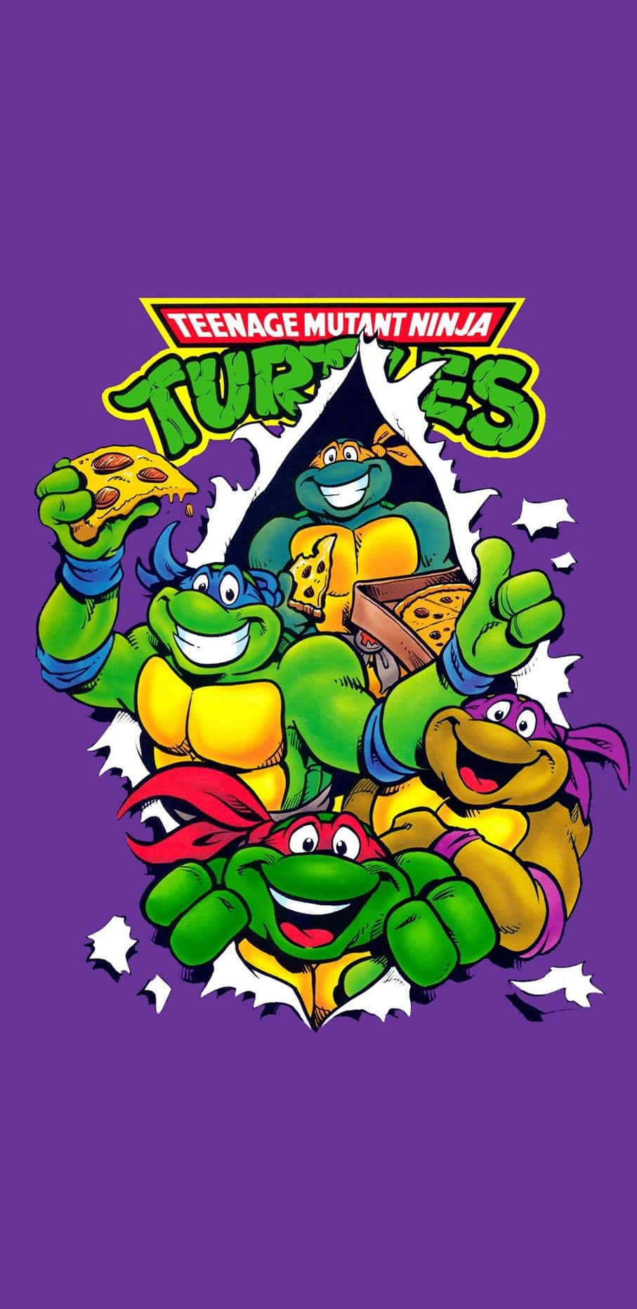 Teenage Mutant Ninja Turtles Comic Book With Pizza Slices Background