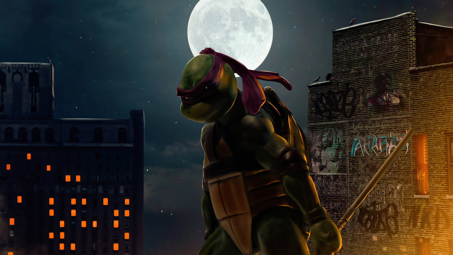 Teenage Mutant Ninja Turtles Donatello And Moon Background