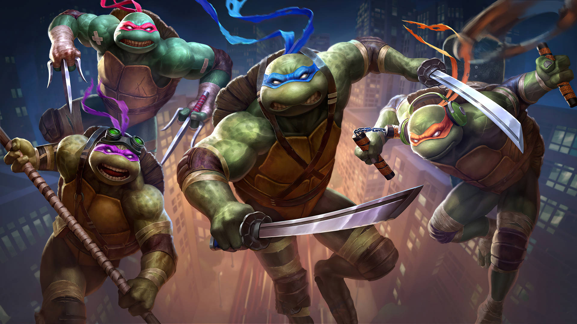 Teenage Mutant Ninja Turtles Ready To Attack Background