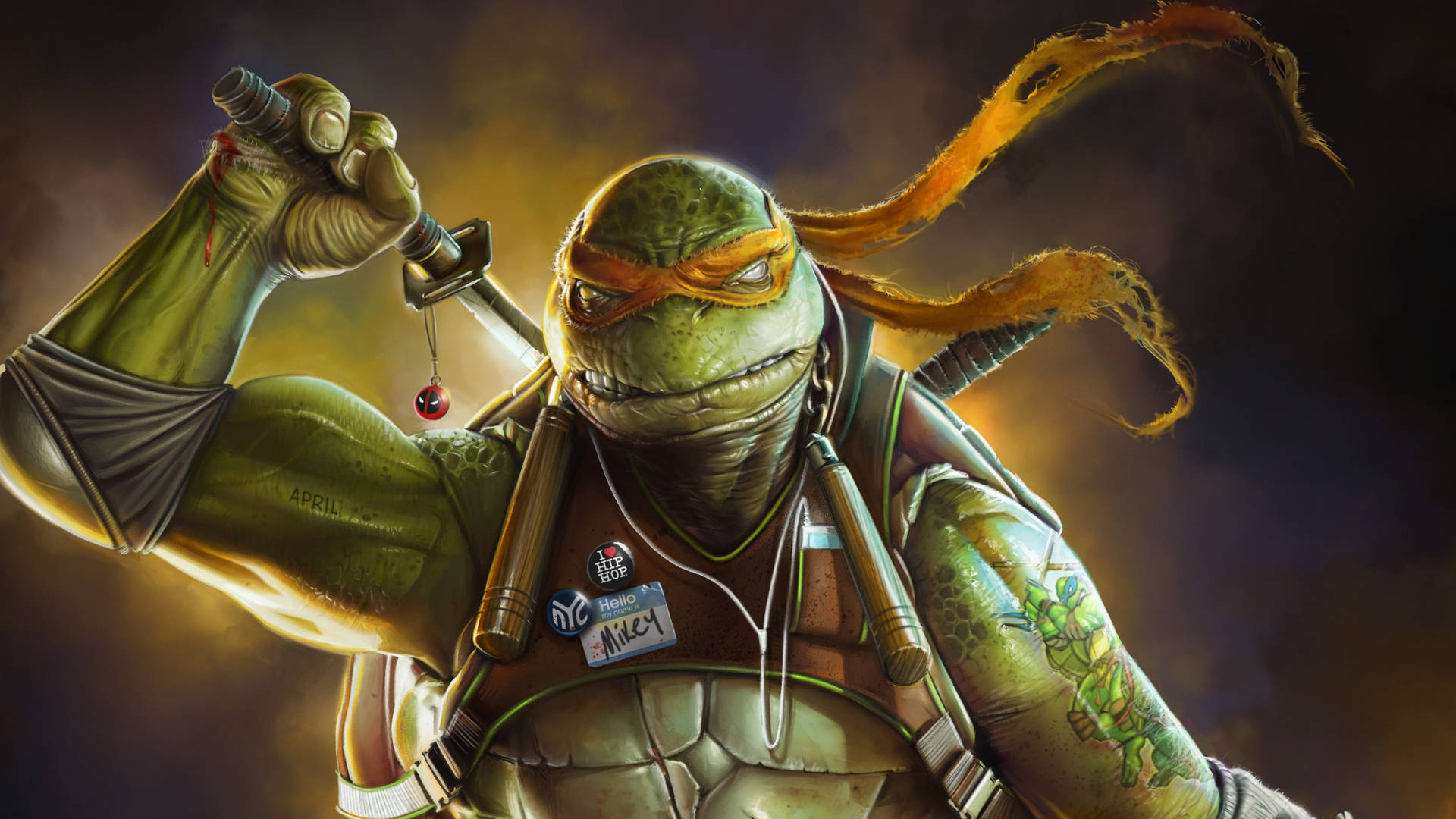 Teenage Mutant Ninja Turtles Serious Michelangelo Background