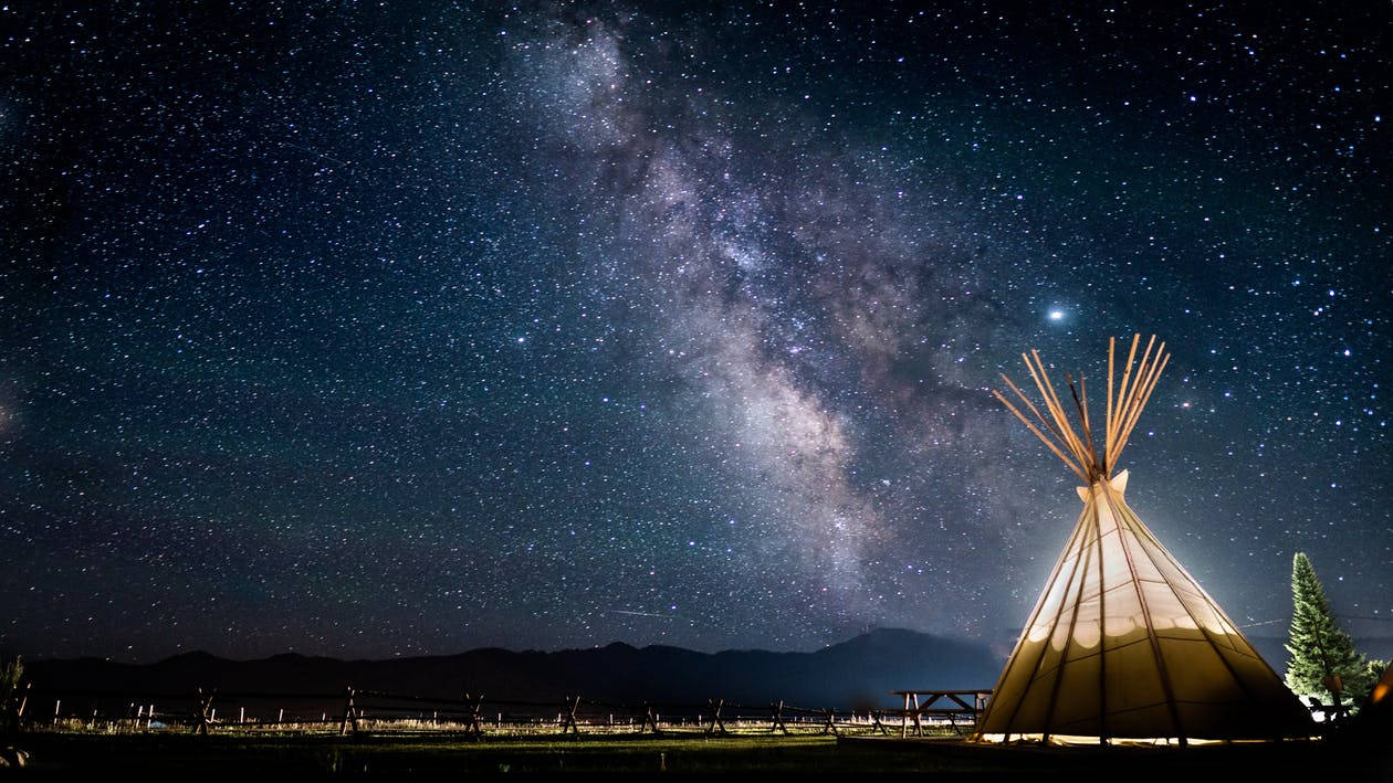 Teepee Under Starry Sky Facebook Cover Background