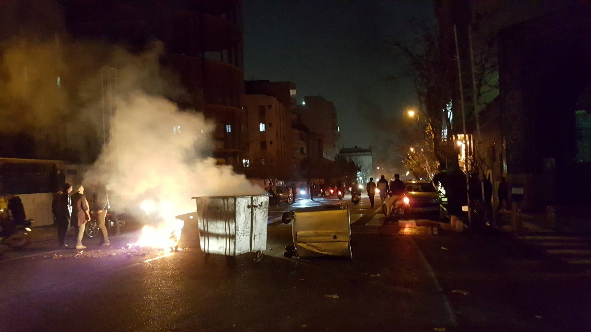 Tehran Fire Protest Background