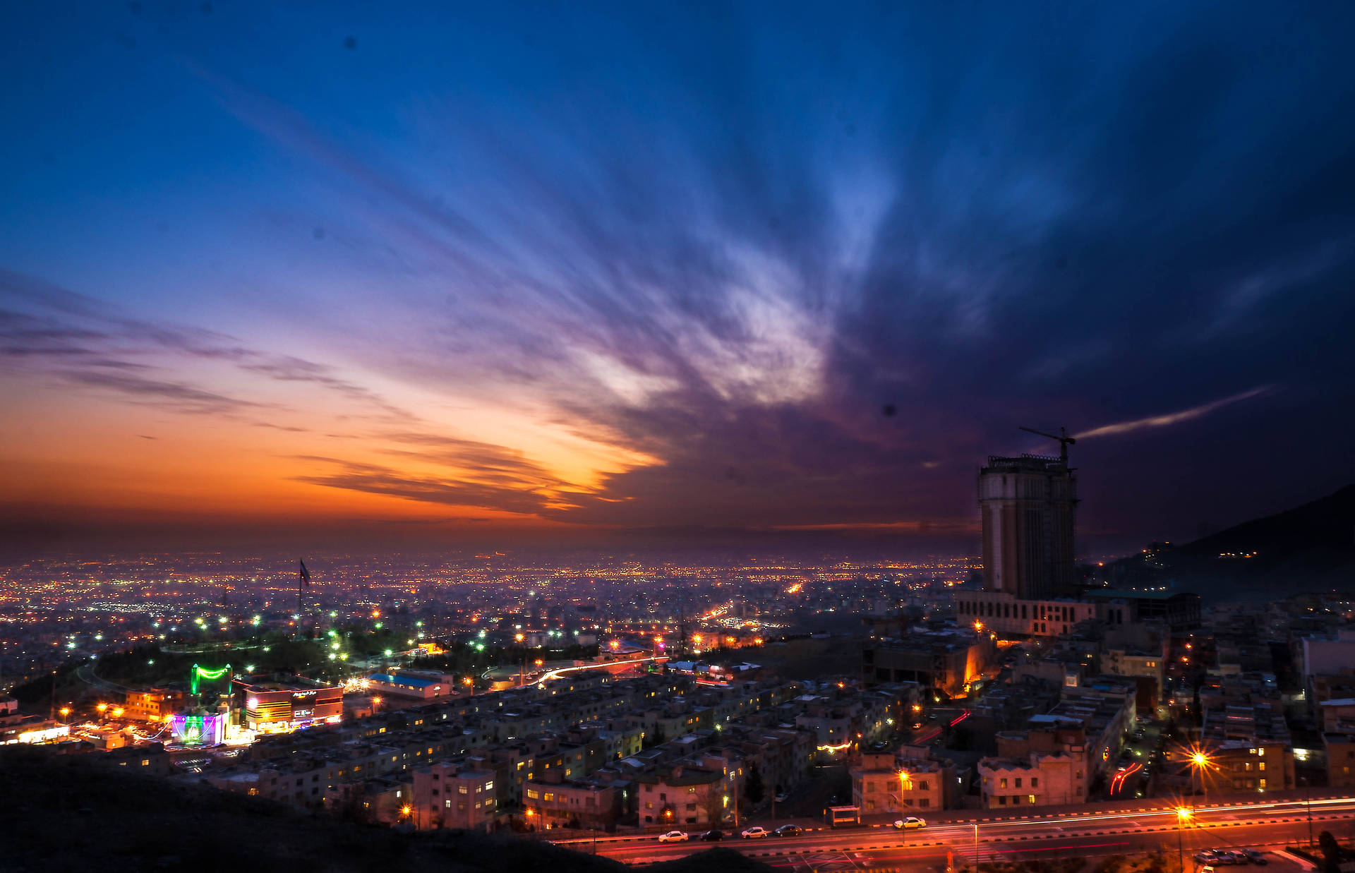 Tehran Violet Sky Background