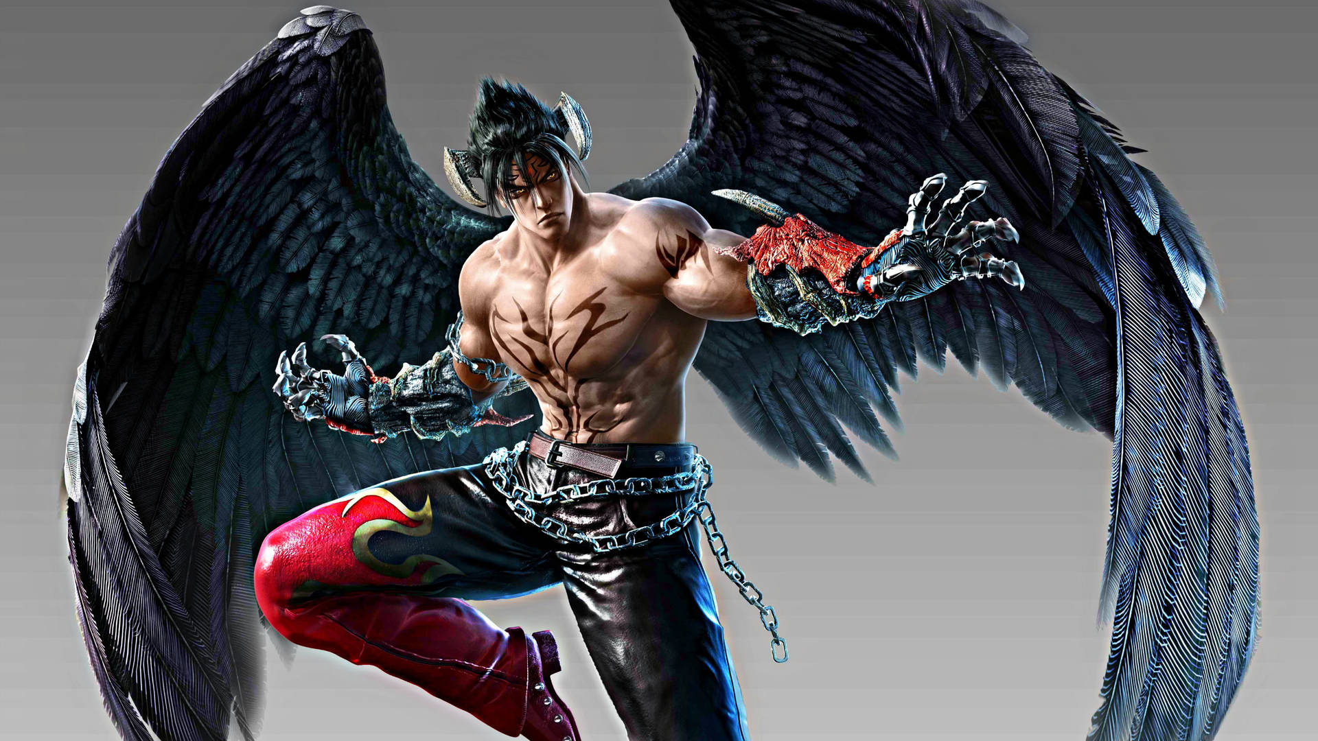 Tekken Devil Jin In Gray Background