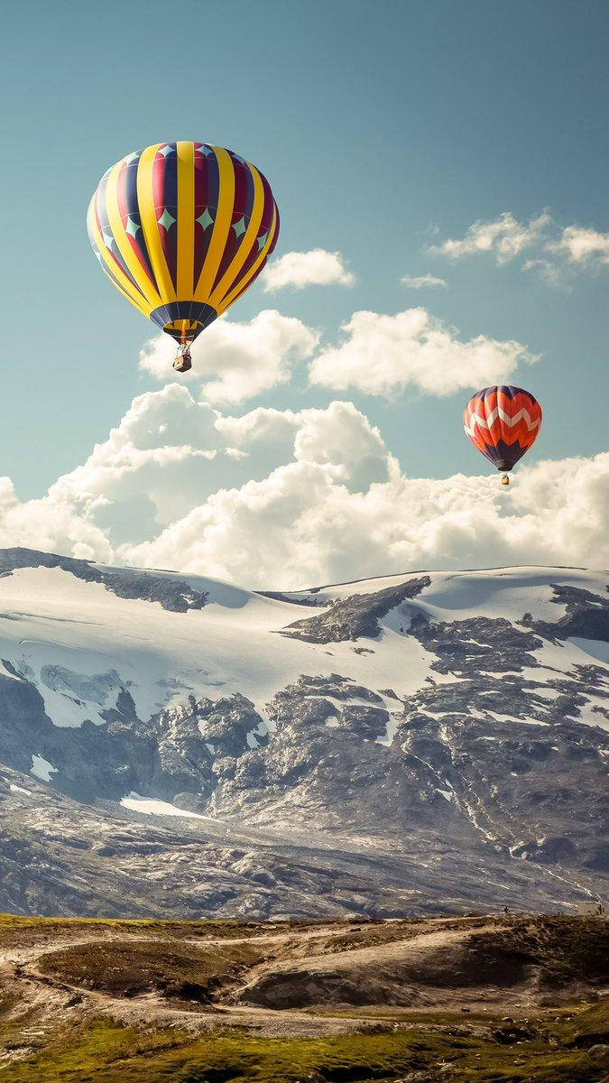 Telegram Mountain Balloons Background