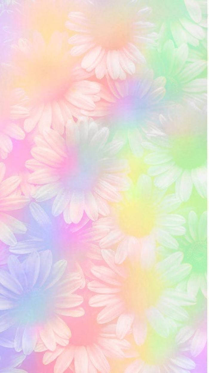 Telegram White Flowers Rainbow Colors Background