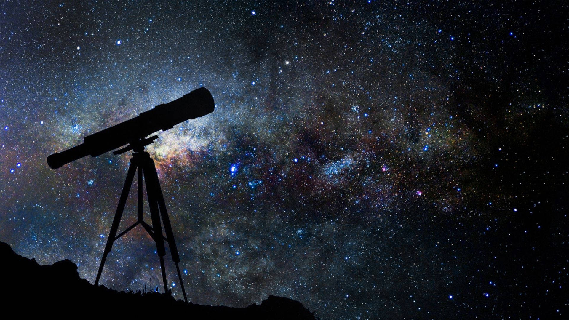 Telescope Silhouette Against Scenic Night Sky