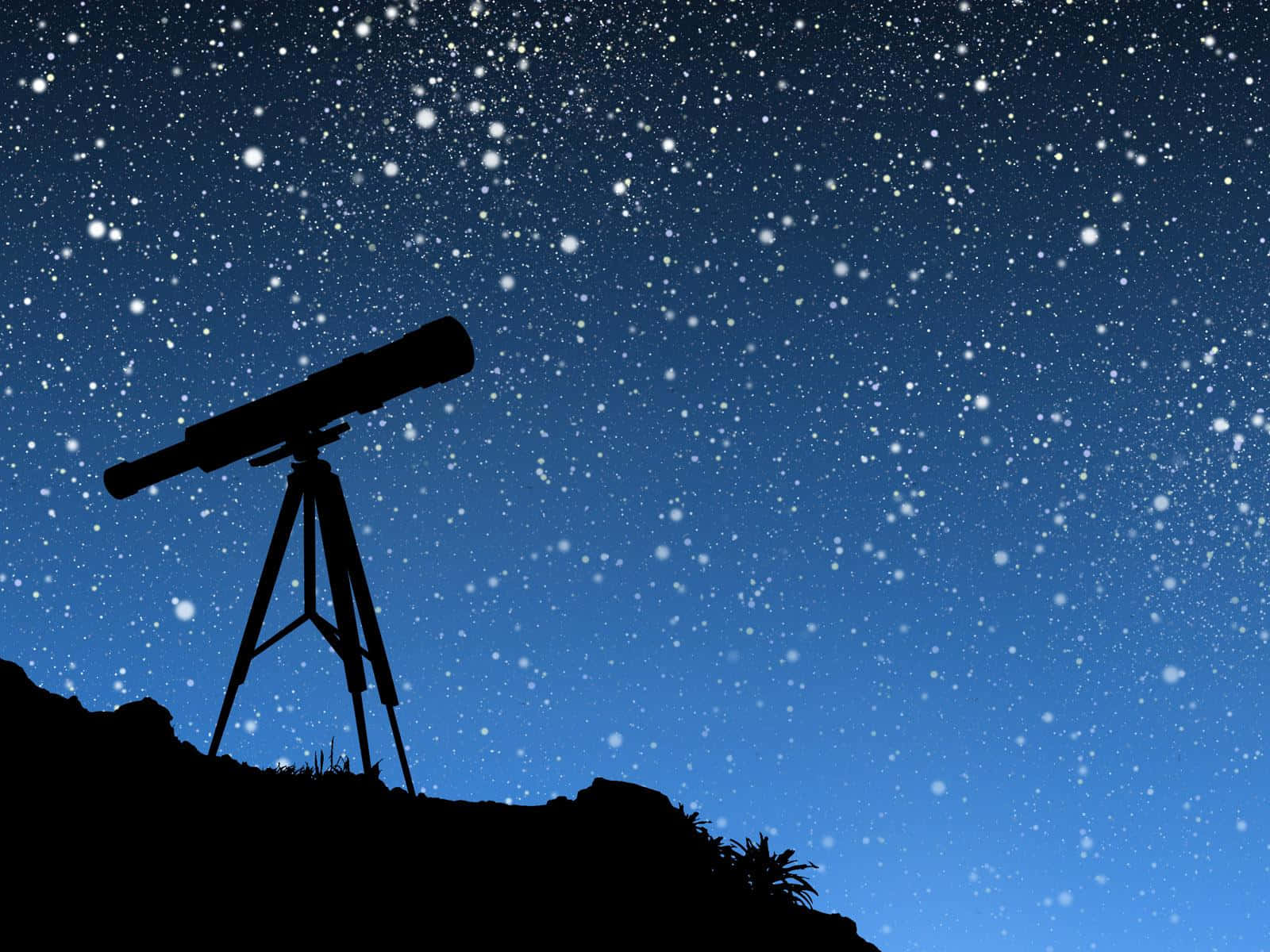 Telescope Silhouette On Astronomy Night Sky Background