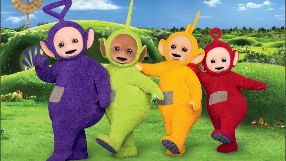 Teletubbies Dancing Happily Together Background