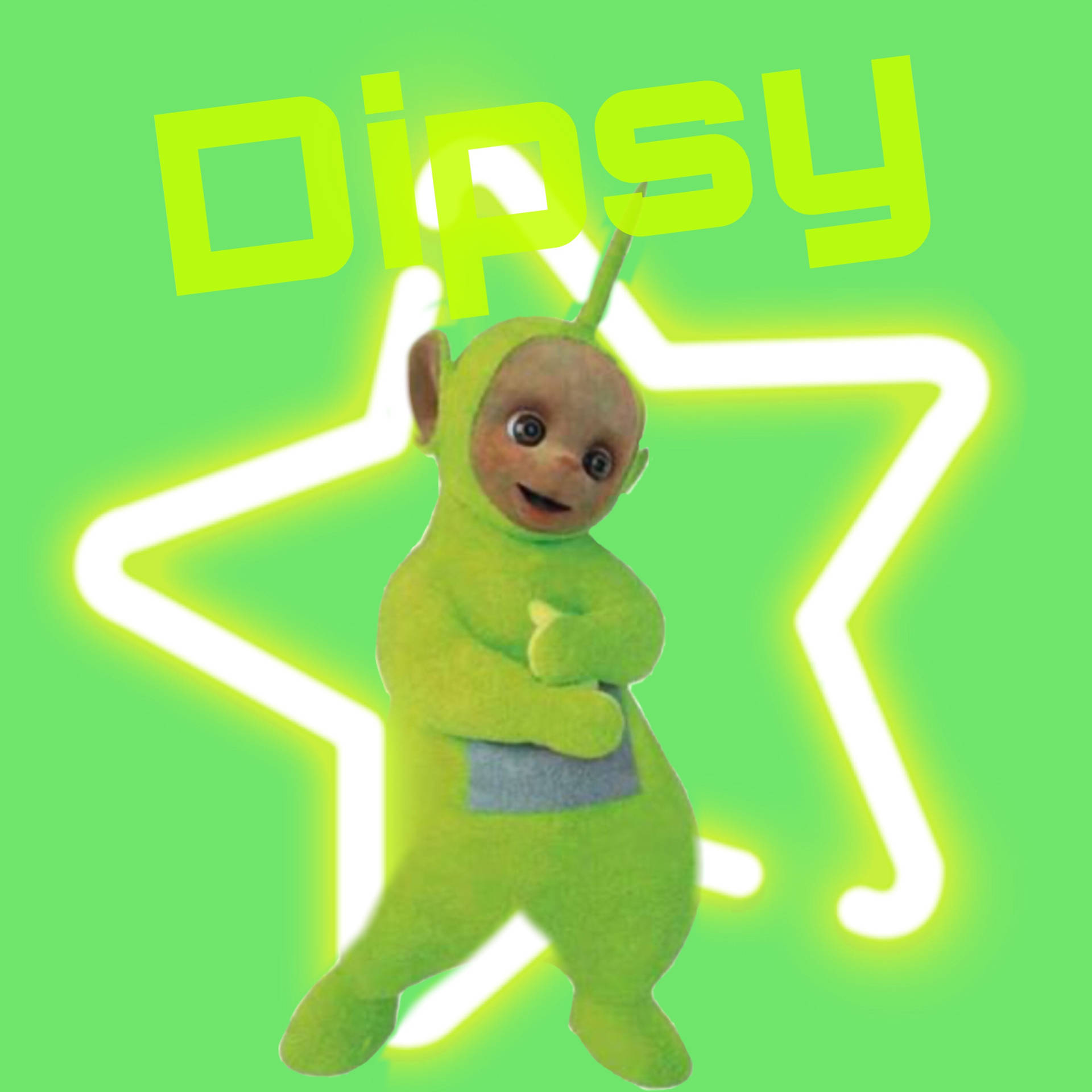 Teletubbies Dipsy Cute Neon Background