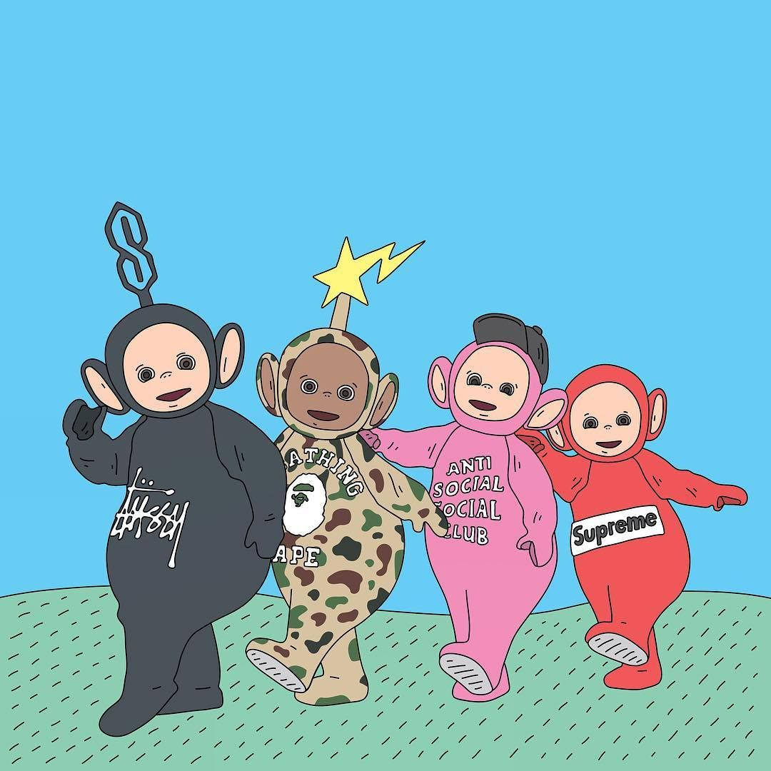 Teletubbies Wearing Classy Outfit Background