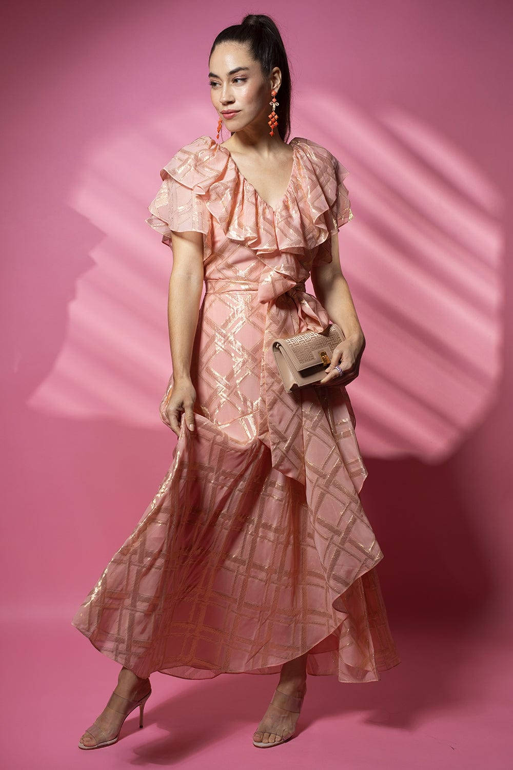 Temperley London Pink Dress Pink Wall Background