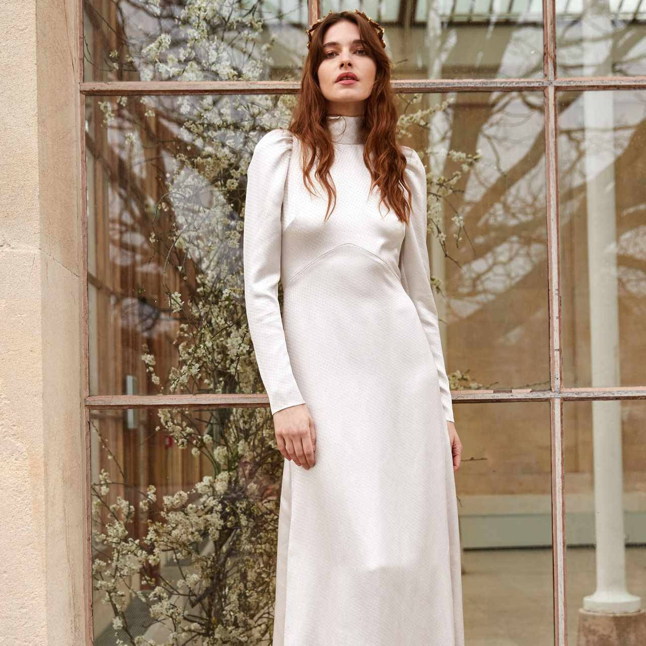 Temperley London White Dress Outside Window Background