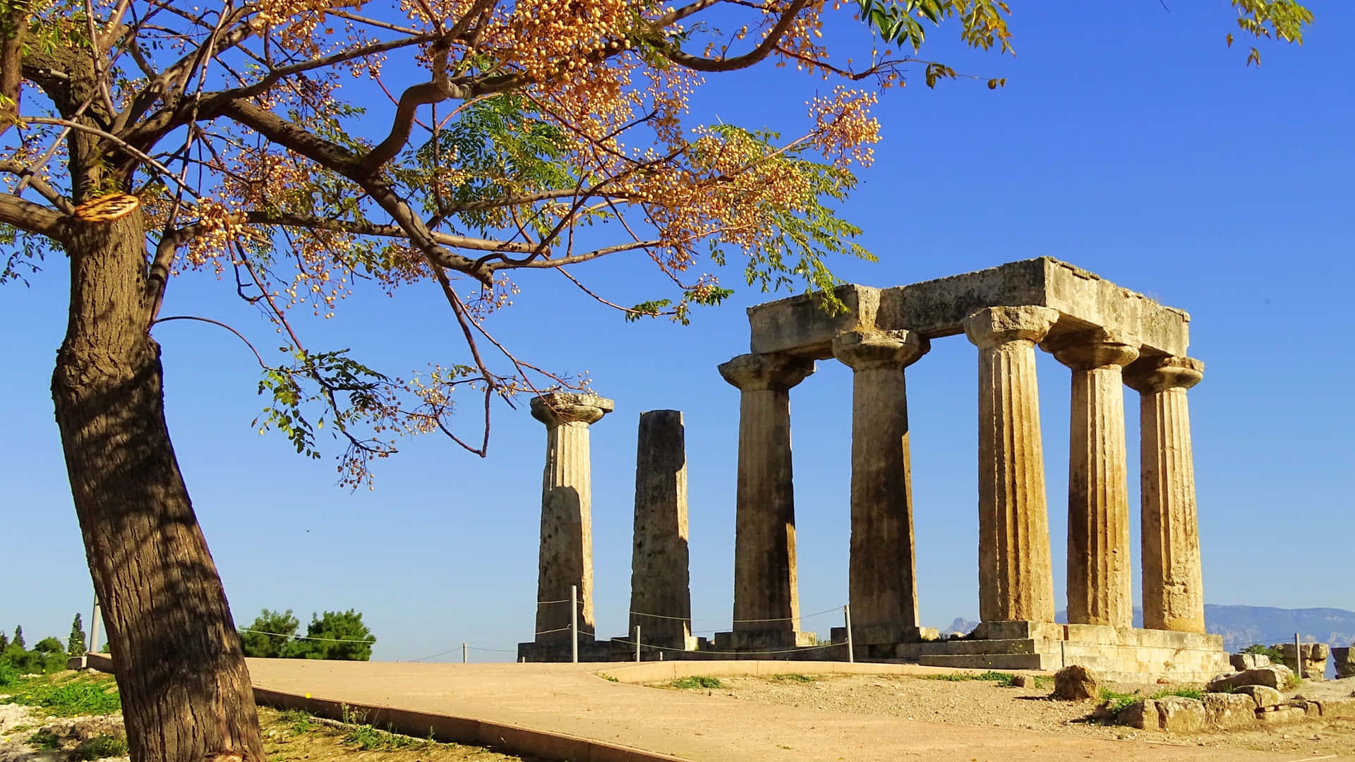 Temple Of Apollo In Corinth Background