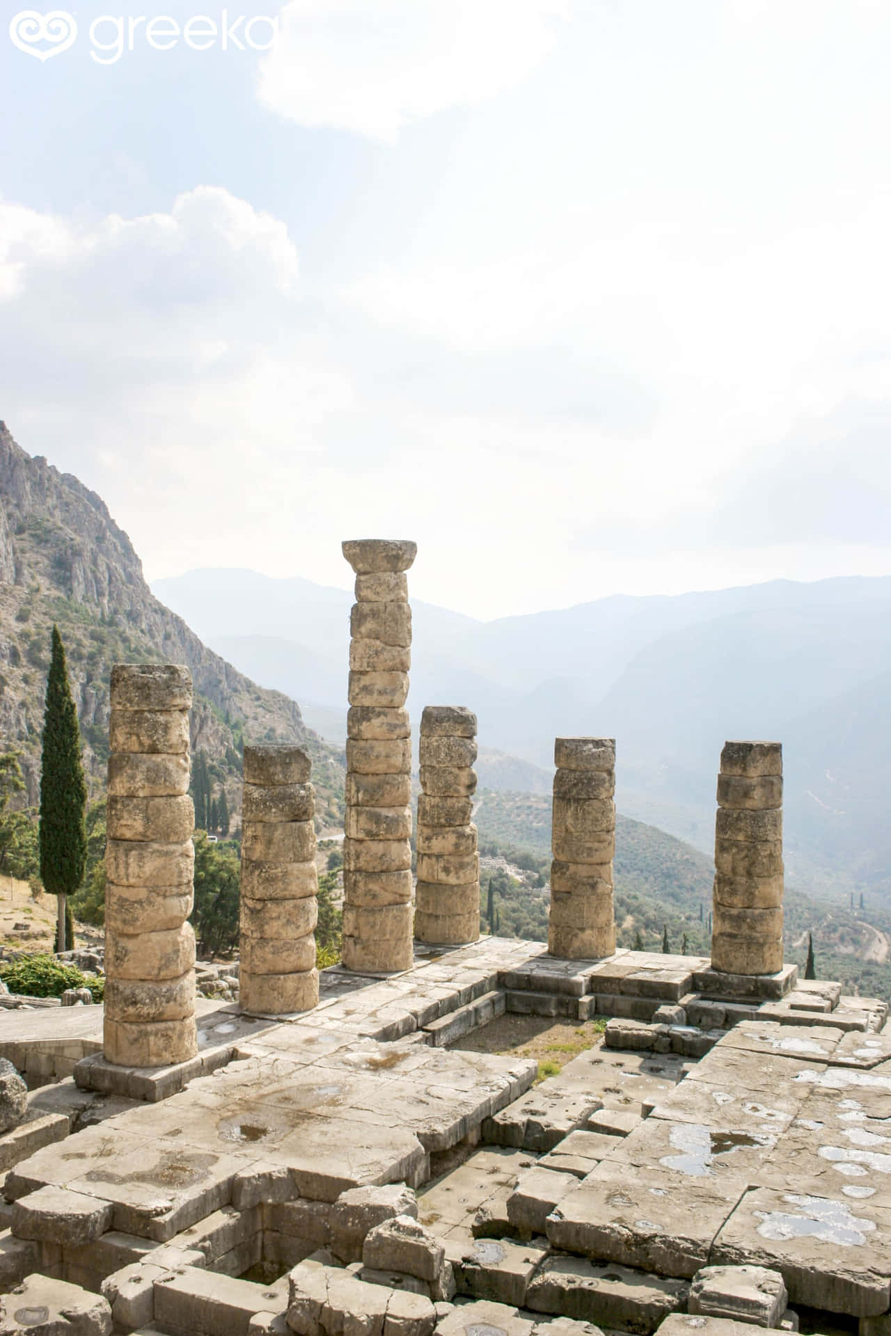 Temple Of Apollo On A Bright Day Background