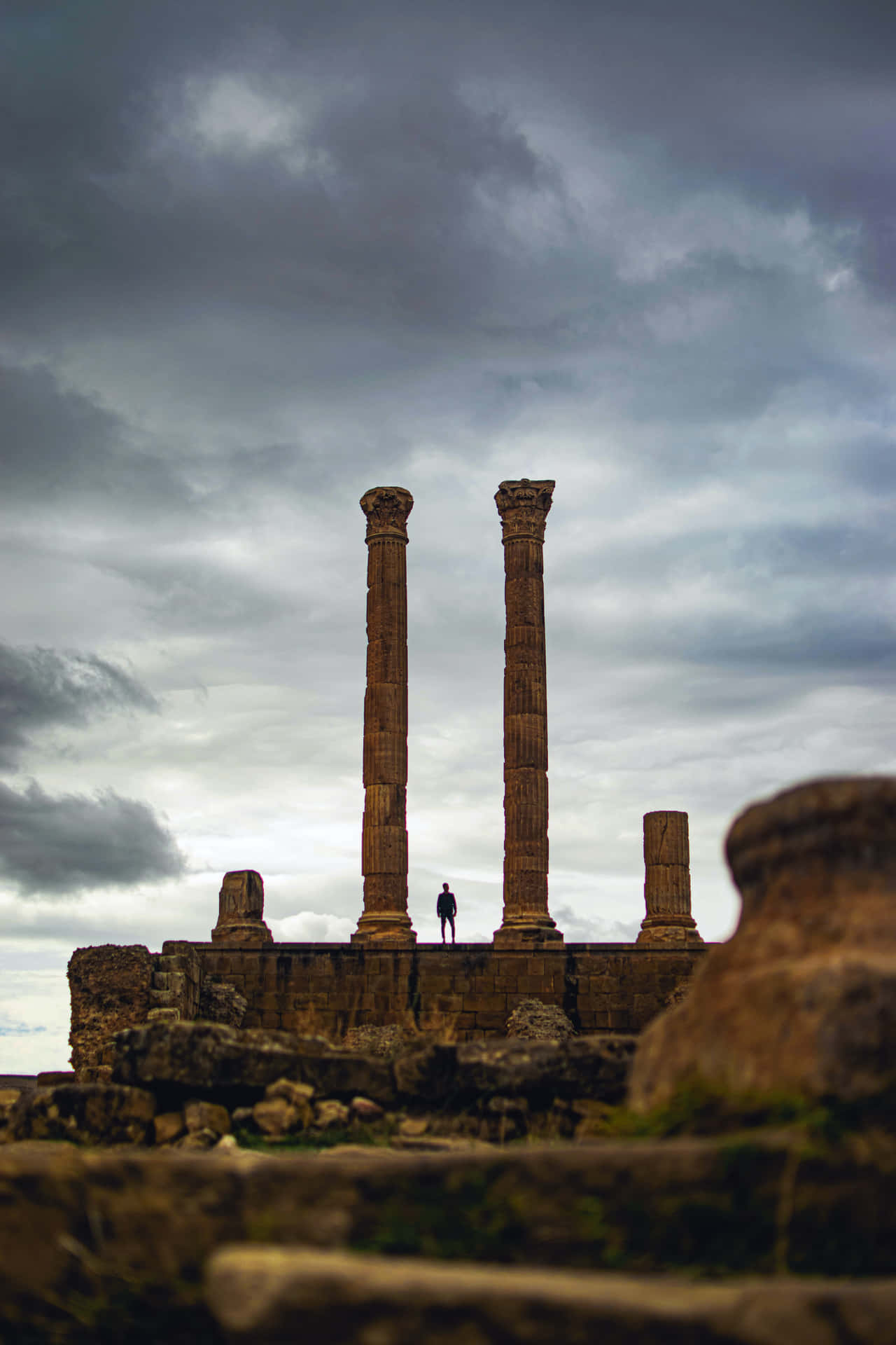 Temple Of Apollo With Gloomy Sky Background