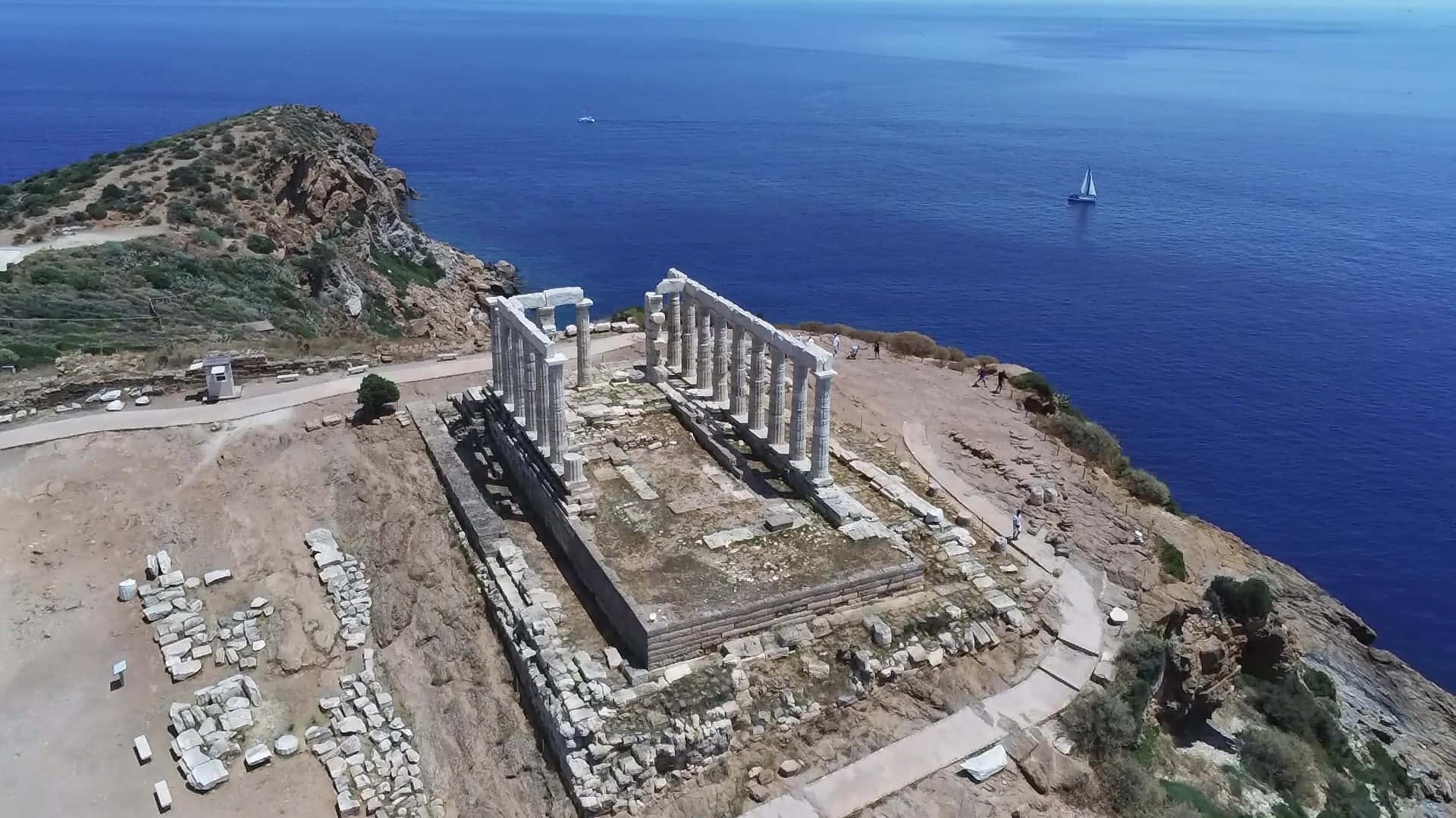 Temple Of Poseidon Sounion Background