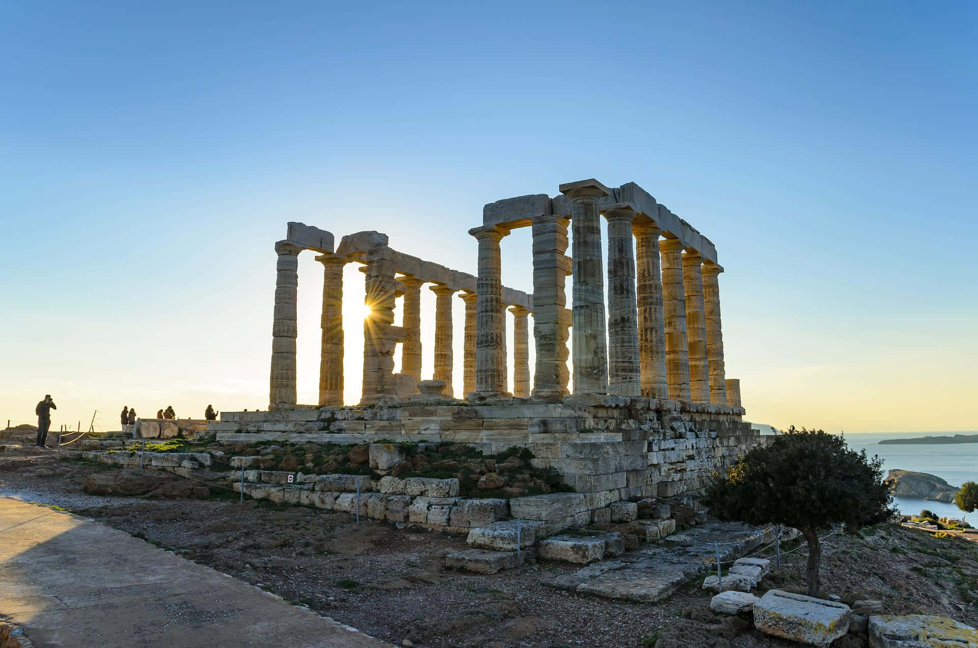 Temple Ruins In Sounion Desktop Background