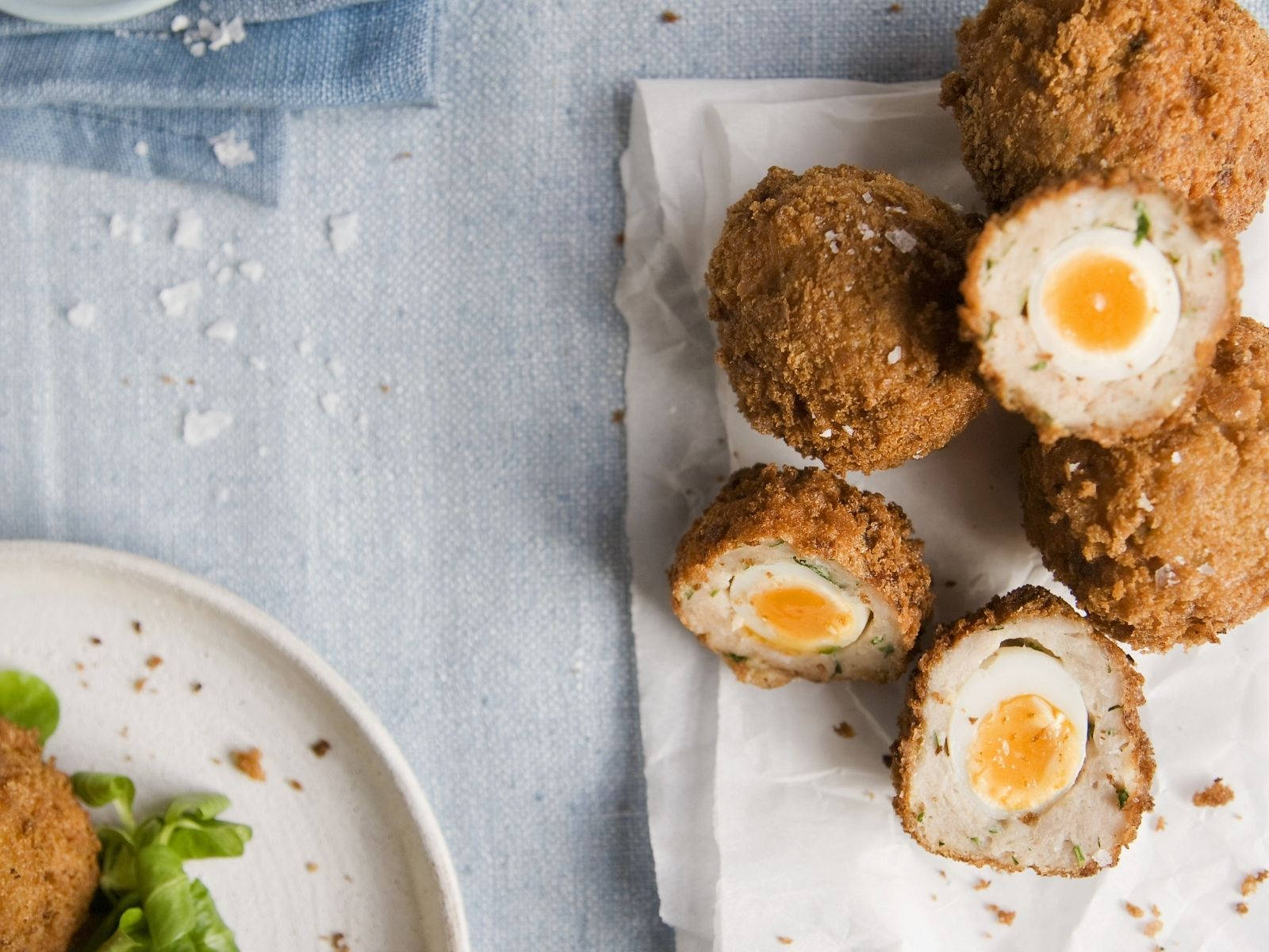 Tempting Scotch Eggs On White Plate