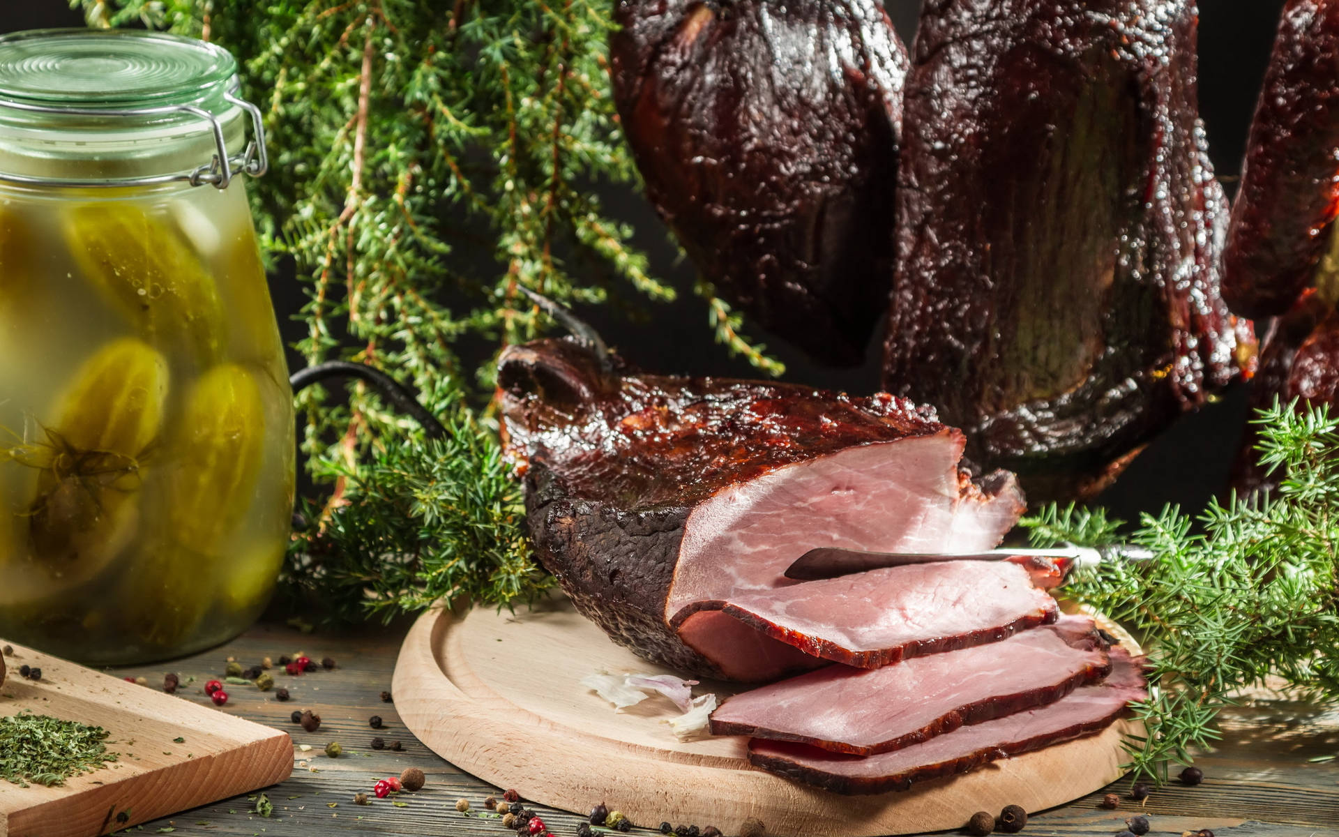 Tempting Smoked Ham - A Gastronomic Delight Background
