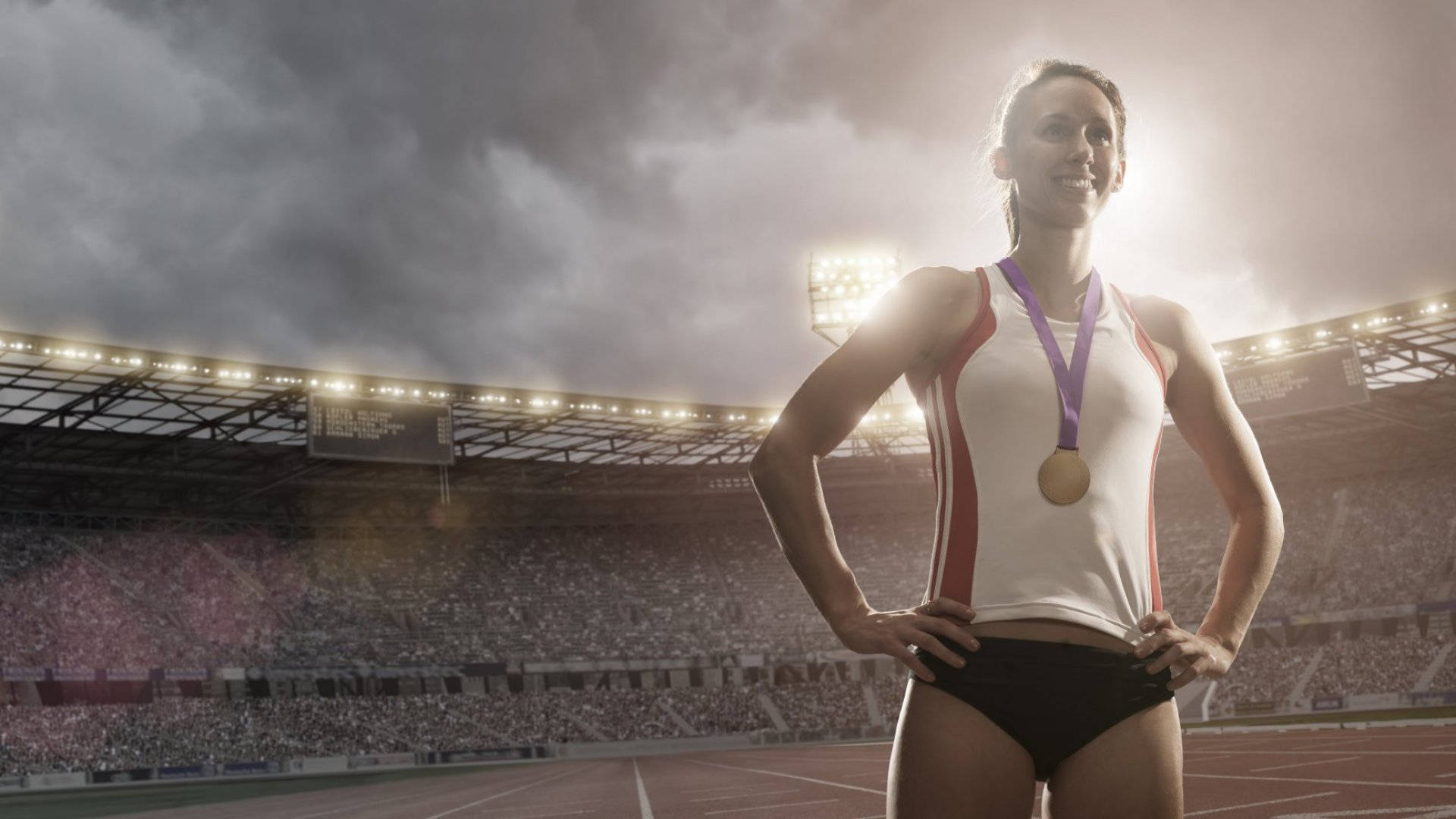 Tenacious Woman Win A Medal Background