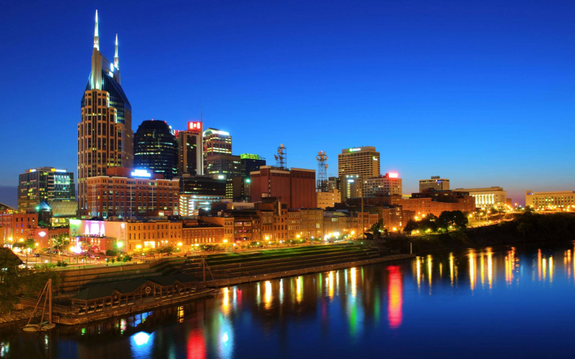 Tennessee Nashville Skyline Reflecting