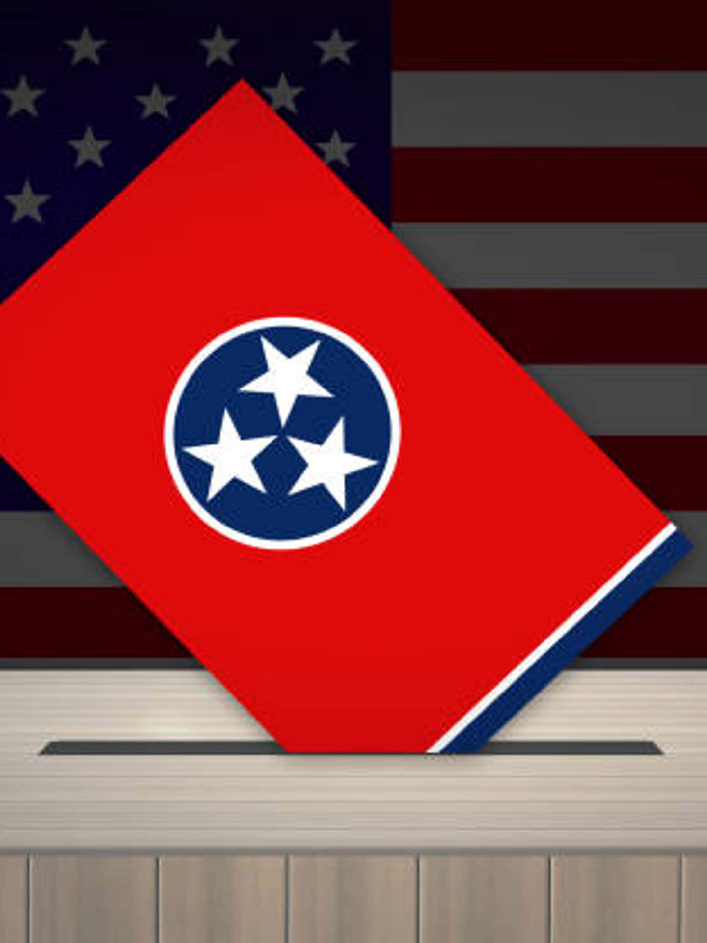Tennessee Voting Box With Flag And American Flag