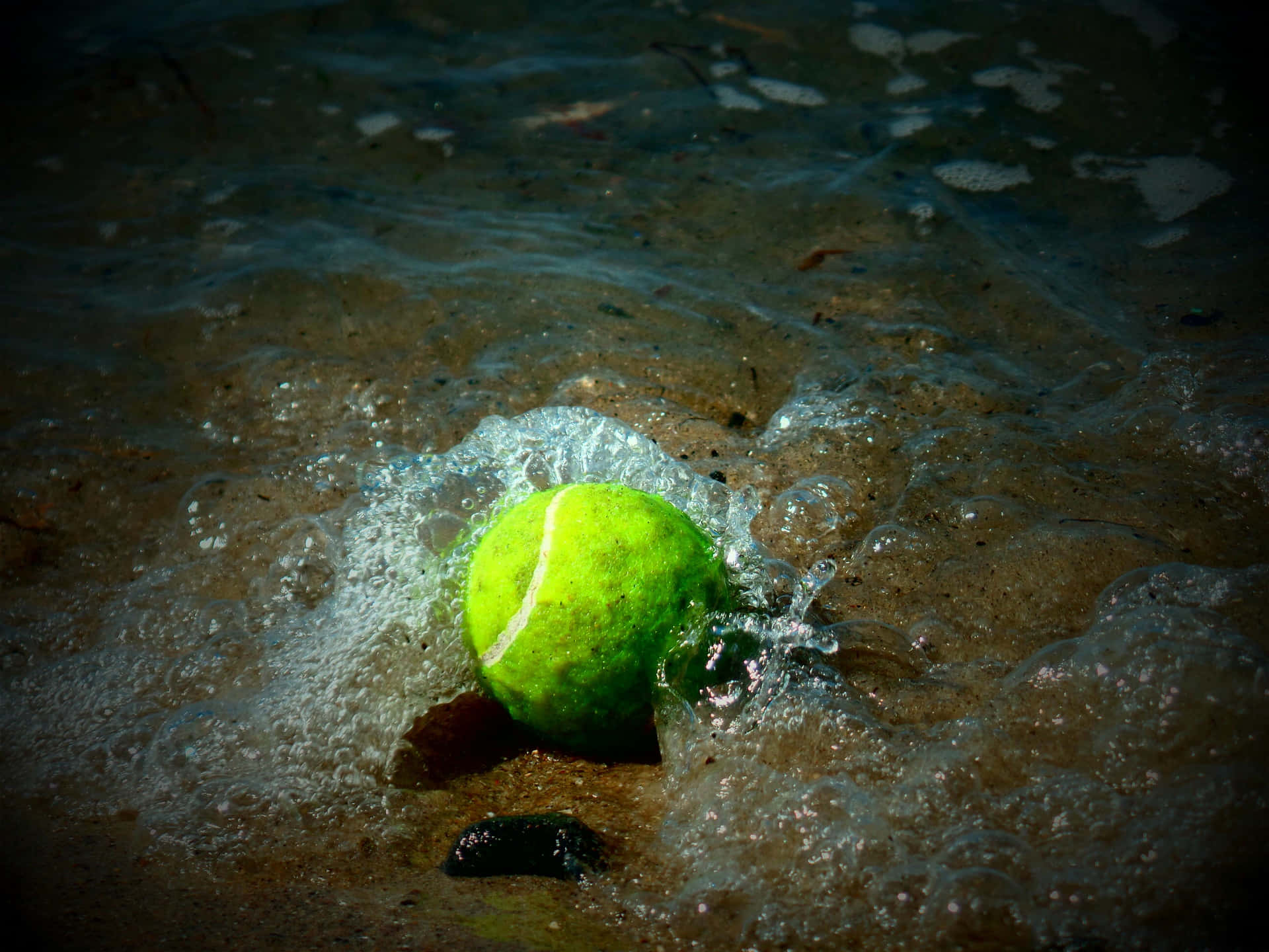 Tennis Ball Against Bright Blue Sky Background Background