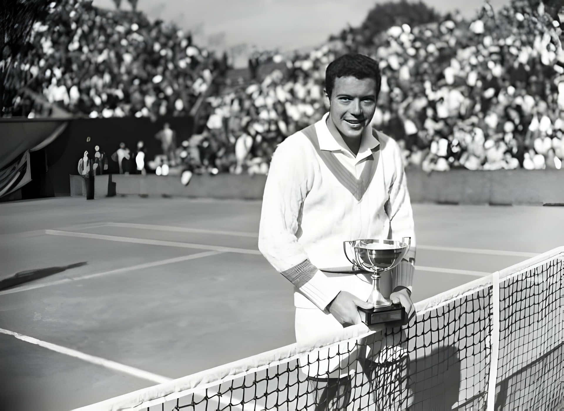 Tennis Champion Vintage Blackand White Background
